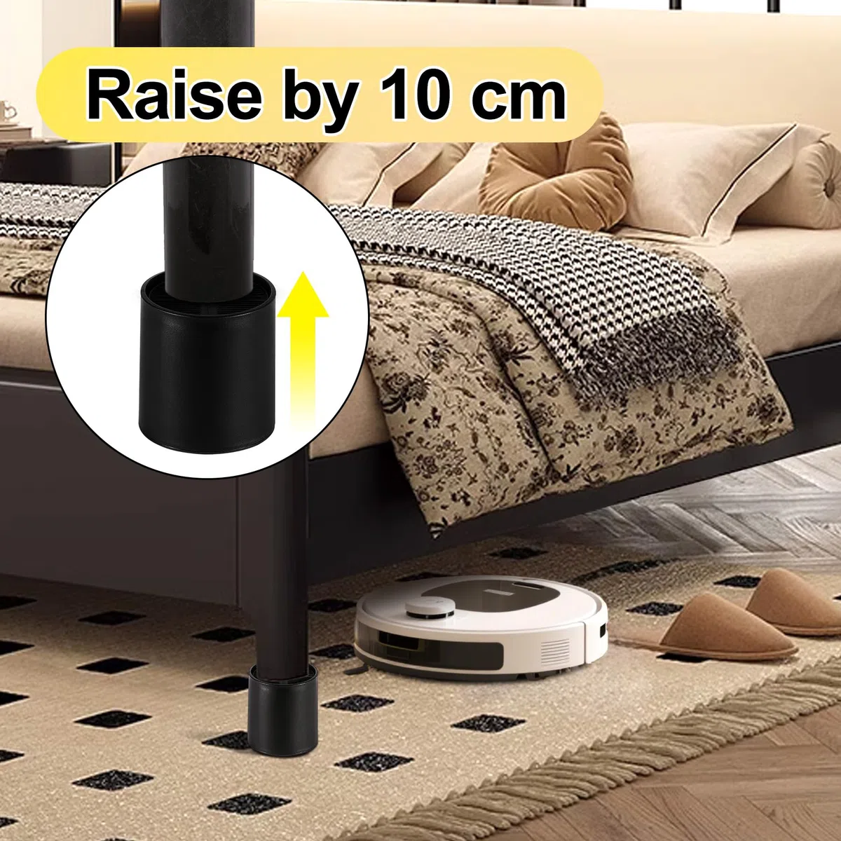 Uping Rialzi per Letto Rialzo per Mobili Tavolo Alza Letto Divano Piedini Rialzo Mobili, Altezza Aumentata di 10CM