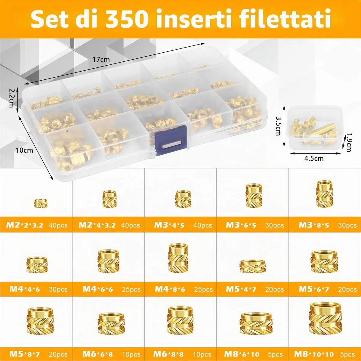 357 Pezzi Inserti Filettati Stampa 3D, 900W Temperatura Regolabile Saldatore a Stagno Digitale, 350 Pezzi Inserto Filettato M2/M3/M4/M5/M6/M8 con 6 Punte Saldatura per Plastica