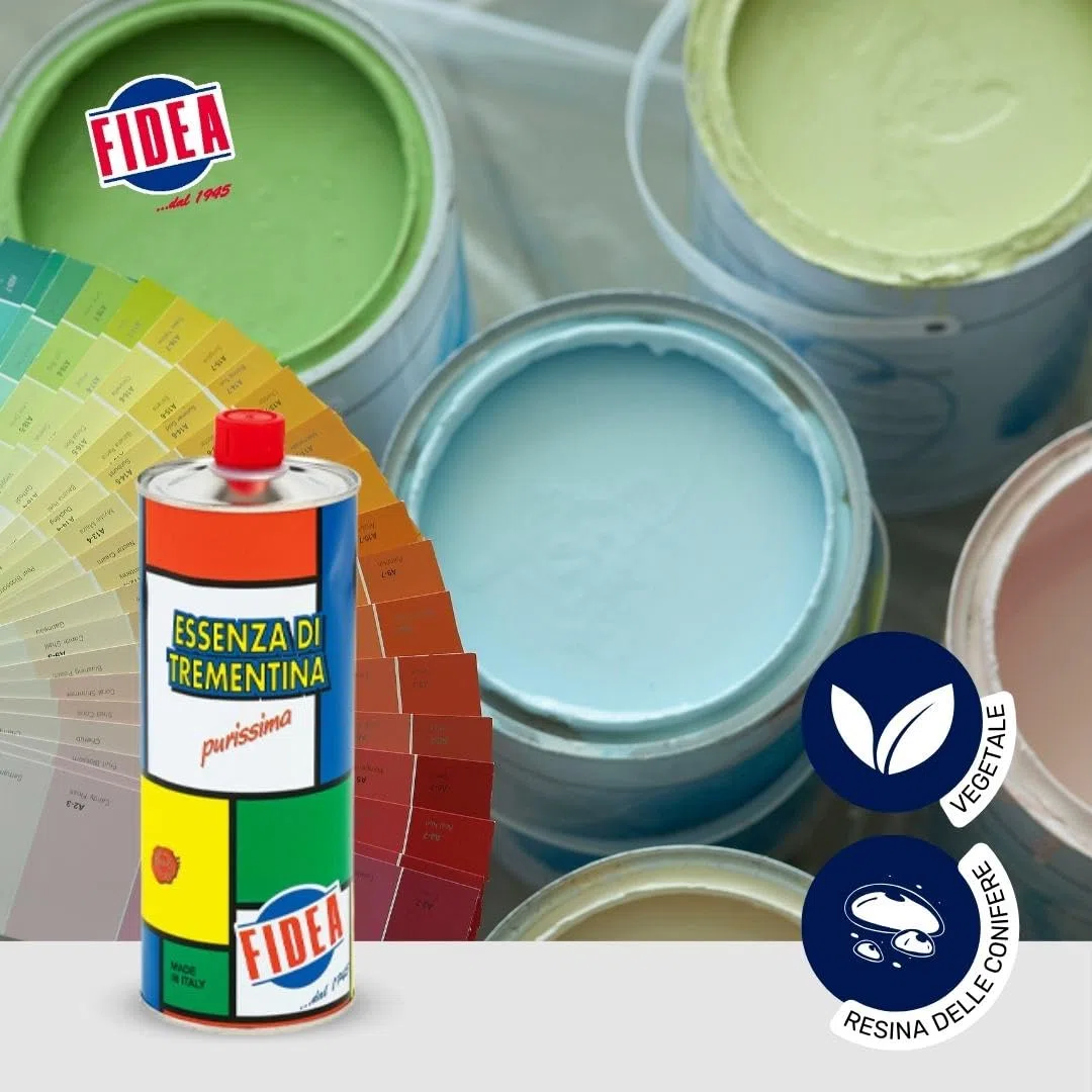 FIDEA - Essenza di Trementina per pittura ad olio, diluente per colori, acquaragia vegetale Distillata di Alta Qualità, purissima - Made in Italy (1 litro)