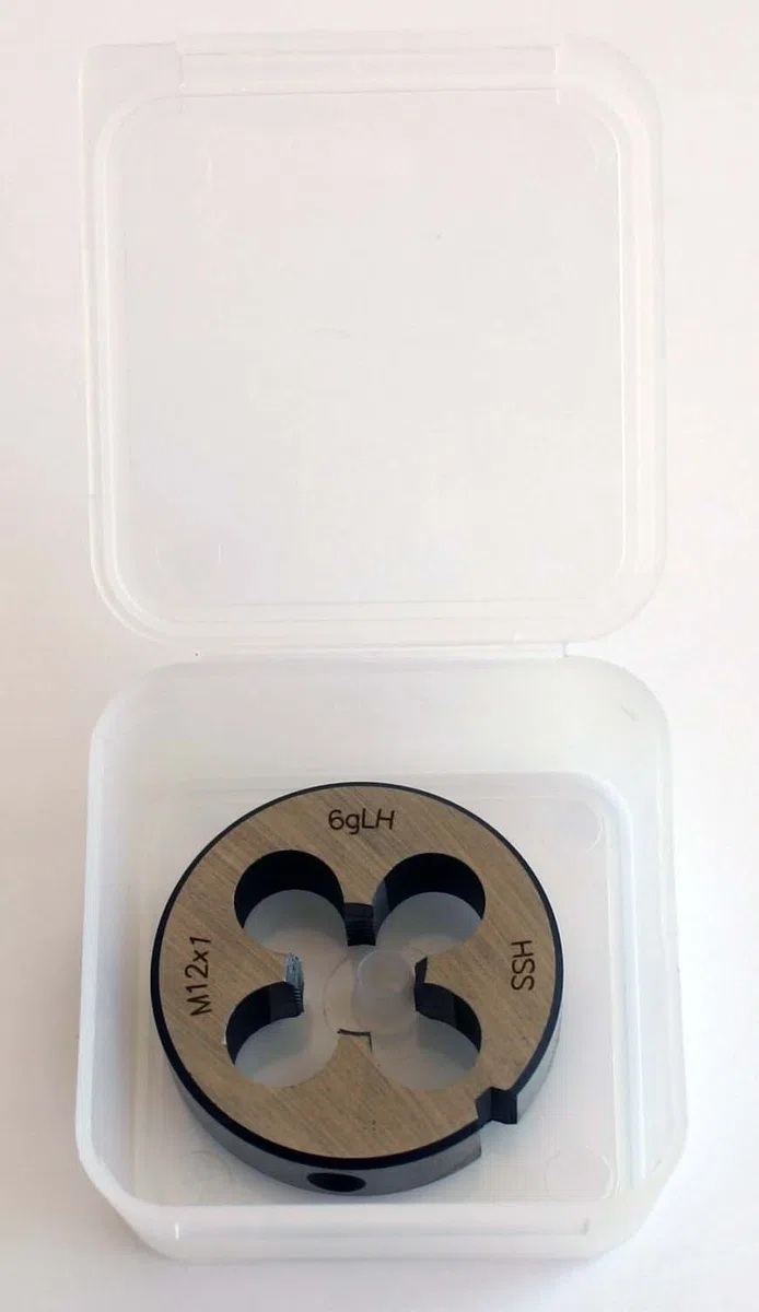 Filiera tonda con filettatura metrica fine MF: M 20 x 1,0 mm, conforme alla norma DIN 223, filettatura destrorsa, in acciaio super rapido (HSS)