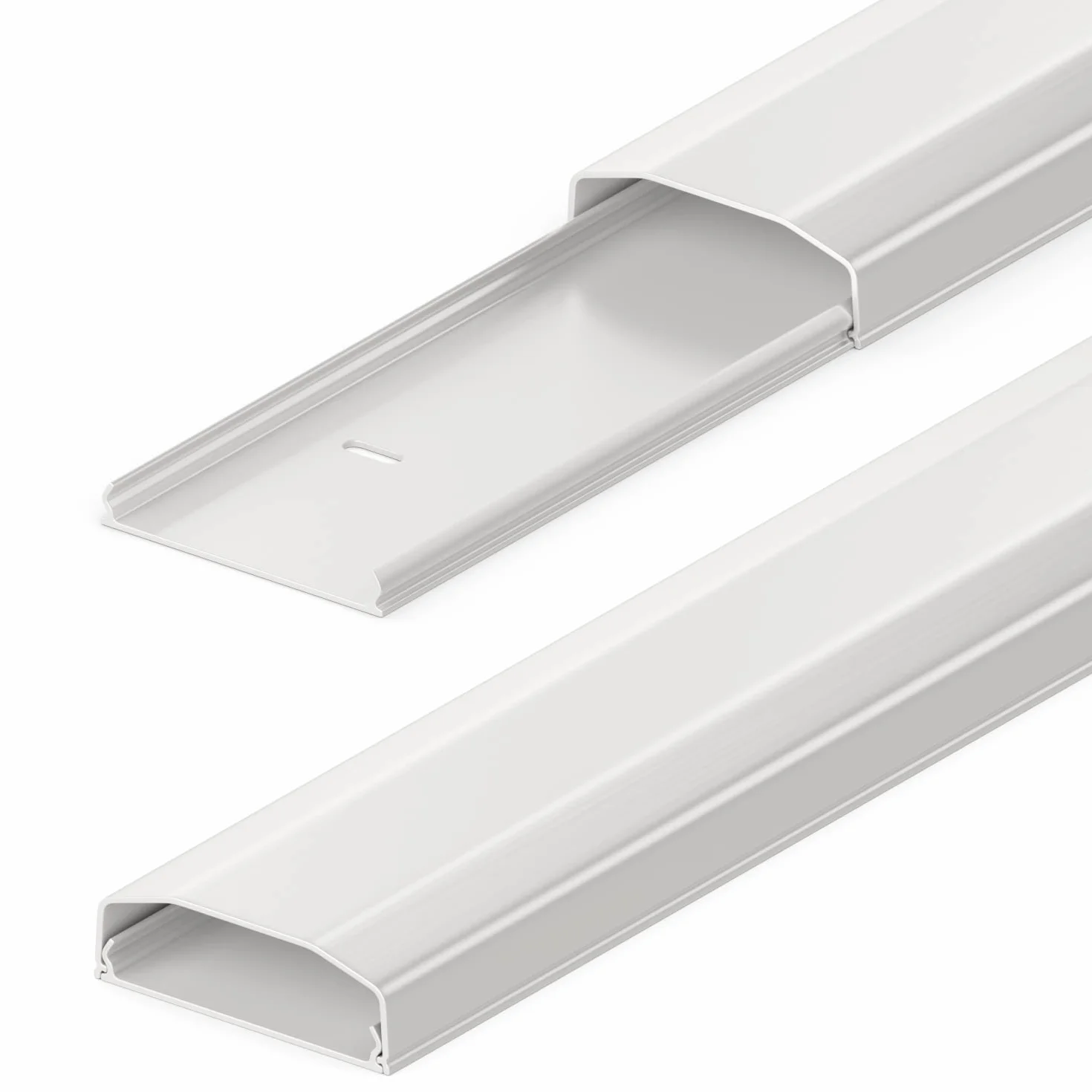 deleyCON Canalina Portacavi e Fili Universale Facile Spostamento di Cavi e Fili PVC di Alta Qualità Lunghezza 100cm Larghezza 6cm Altezza 2cm - Bianco