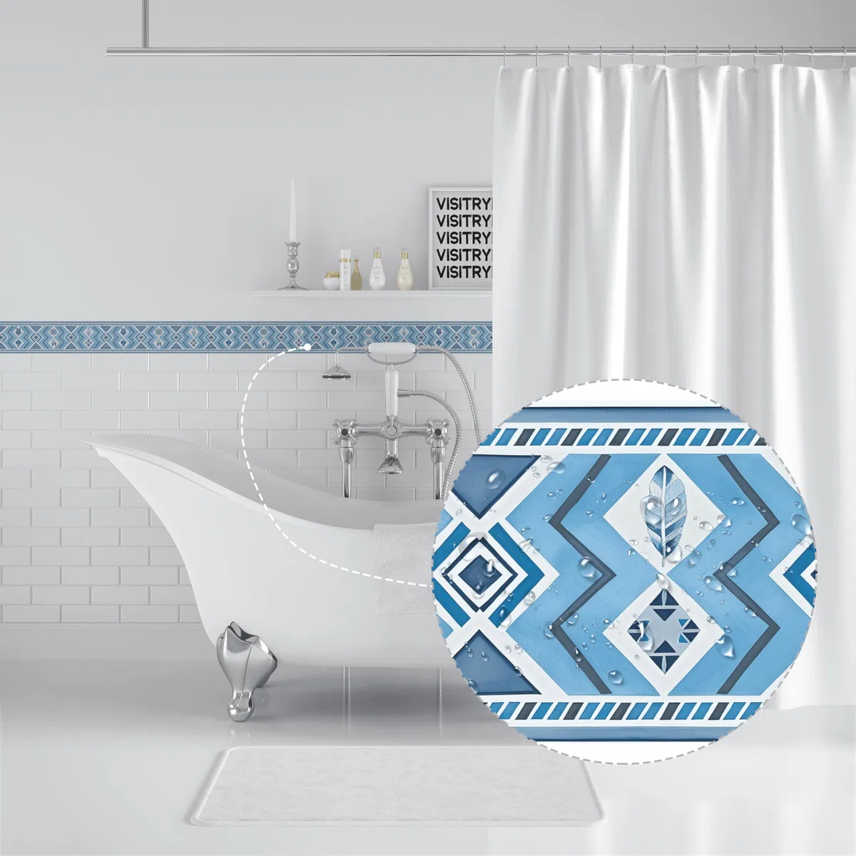 Bordi per Carta da Parati Adesivi blu 20cm X 1000cm Design Decorativo