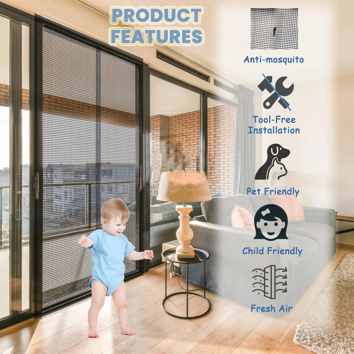 MAGICDOOR Zanzariera Magnetica Vetroresina 110x240cm, Apertura Centrale Zanzariere Magnetiche per Porte Finestre Maglia Fine Magnete Potente Tenda Zanzariera Porta per Camera da Letto Balcone-Grigio