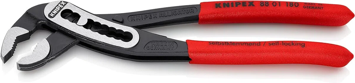 KNIPEX Alligator Pinza regolabile per tubi e dadi Rivestiti in resina sintetica antiscivolo 180 mm, 88 01 180