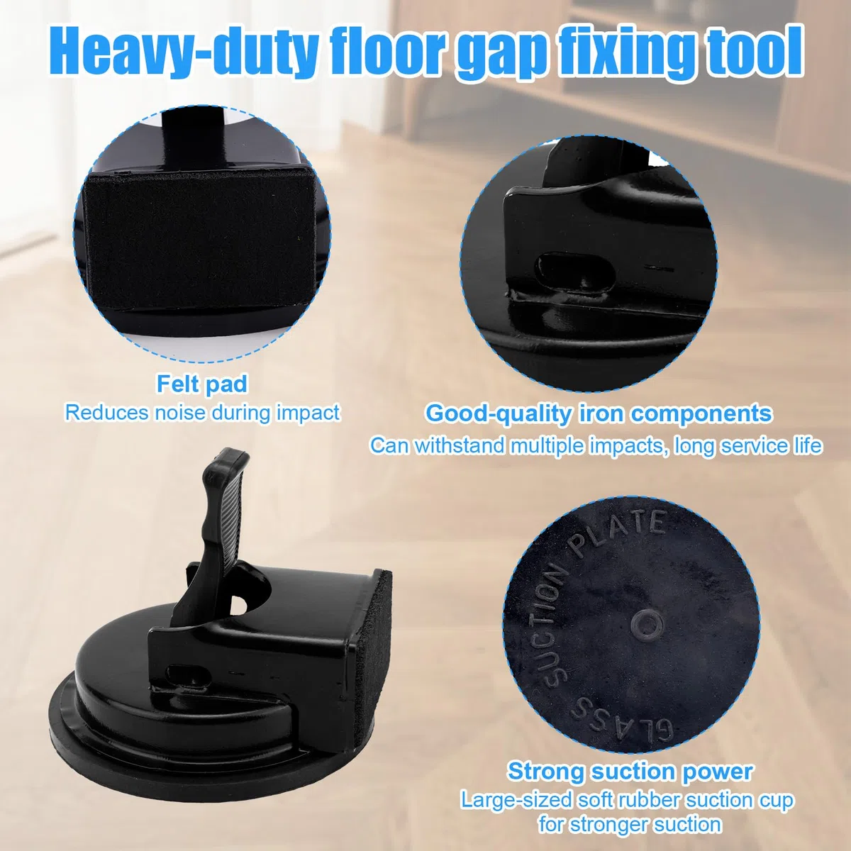 Strumento di Riparazione per Fessure Nel Pavimento, 11,8cm Resistente Pinza Assi Ventosa con Cuscinetto Adesivo in Nanogel per Pavimenti in Vinile e Laminato Ideale Fessure e Crepe Nel Pavimento