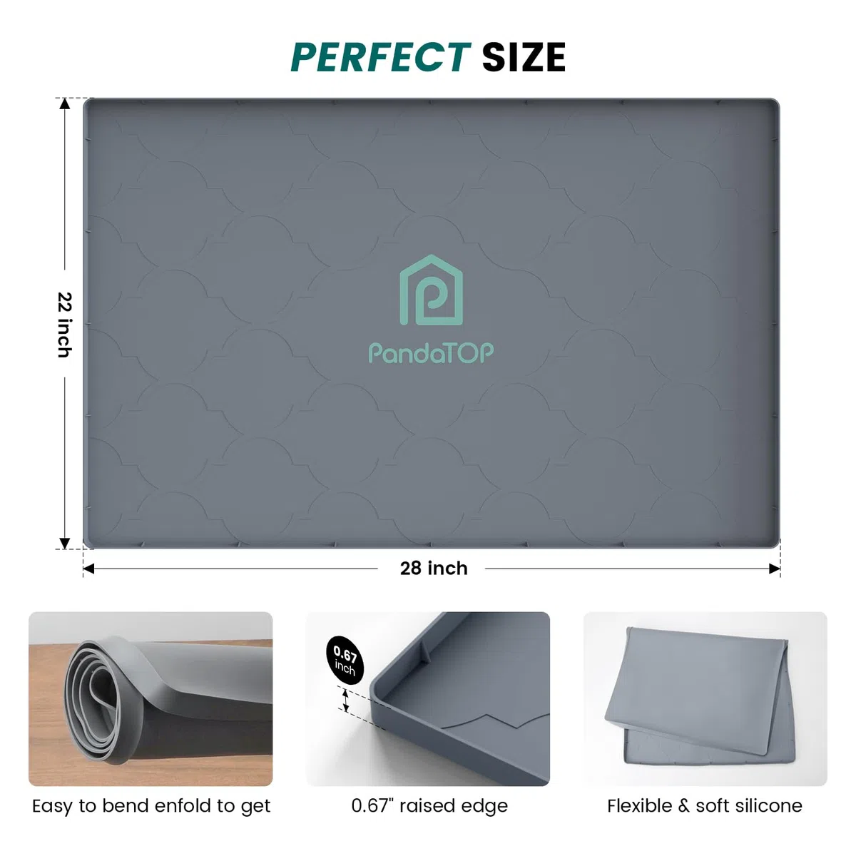 Tappetino per lavello, 71 x 55,9 cm, in silicone, impermeabile e flessibile, per cucina, bagno e lavanderia