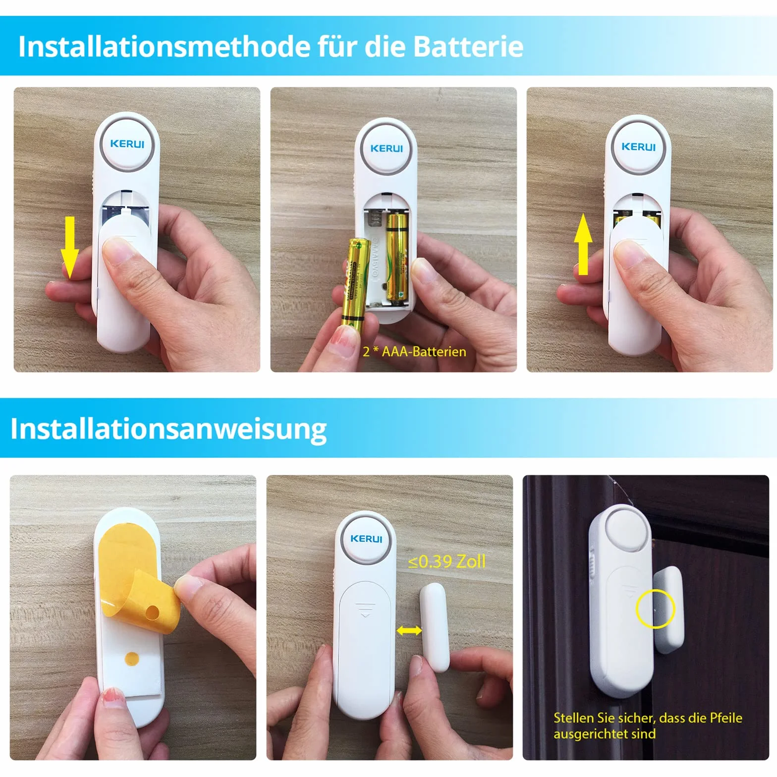 Allarme Porta, Allarme Finestra 120dB Allarme Senza Fili porta Finestra Sensore di Contatto con Telecomando 3 Modalità Allarme porta per la Vostra Casa, Bambini, Negozio Sicurezza