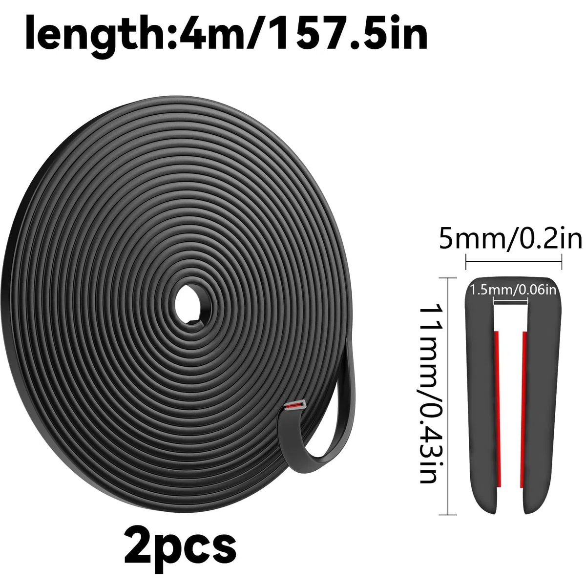 8m Profili in Gomma EPDM 1.5mm Profilo a U Protezione Bordi Professionale Guarnizione a U Durevole Profili di Gomma per Pannelli in Metallo Angoli del Tavolo Auto Portello