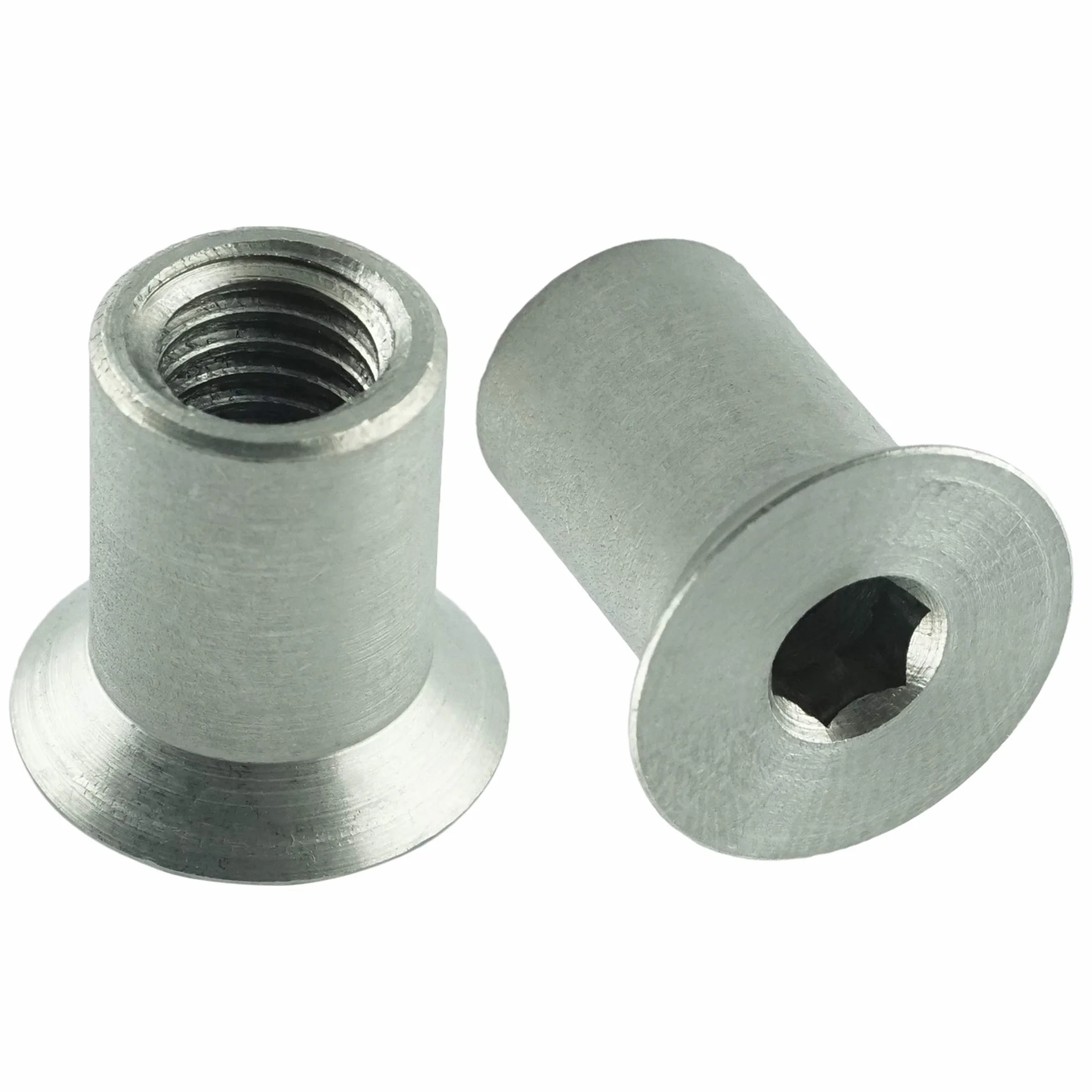 Dadi a manicotto M5 x 15 mm con testa svasata e esagono incassato (10 pezzi) – Acciaio inox A1 1.4305 – inossidabile