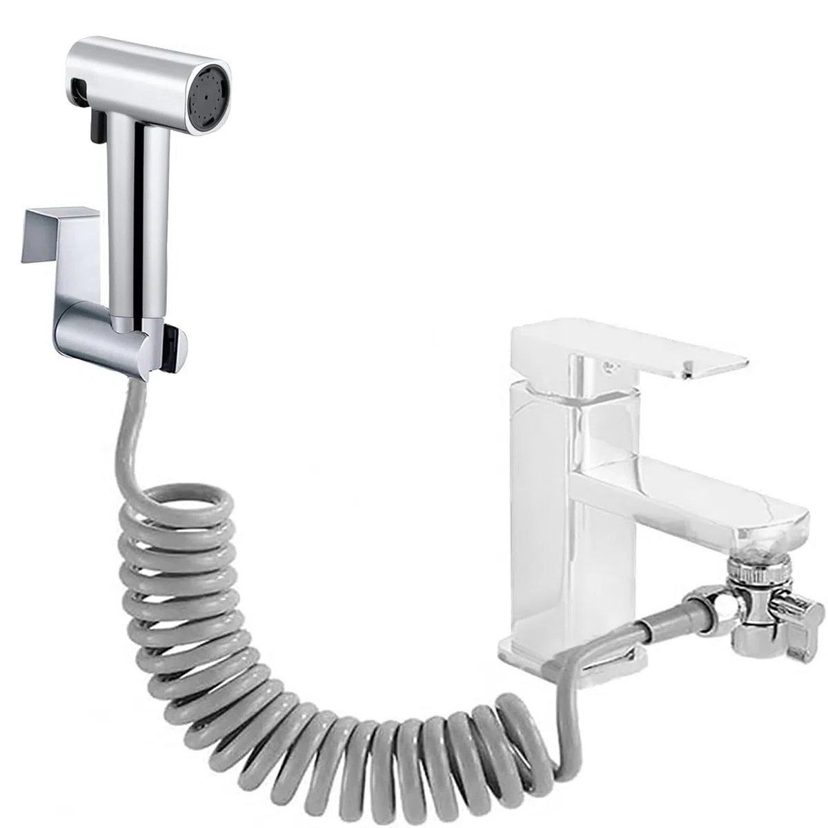 Kit Doccetta per Bidet Portatile, modalità doppio getto, soffione in ABS ad alta pressione, kit spray per pannolini in tessuto per bambini con erogatore per rubinetto, tubi flessibili