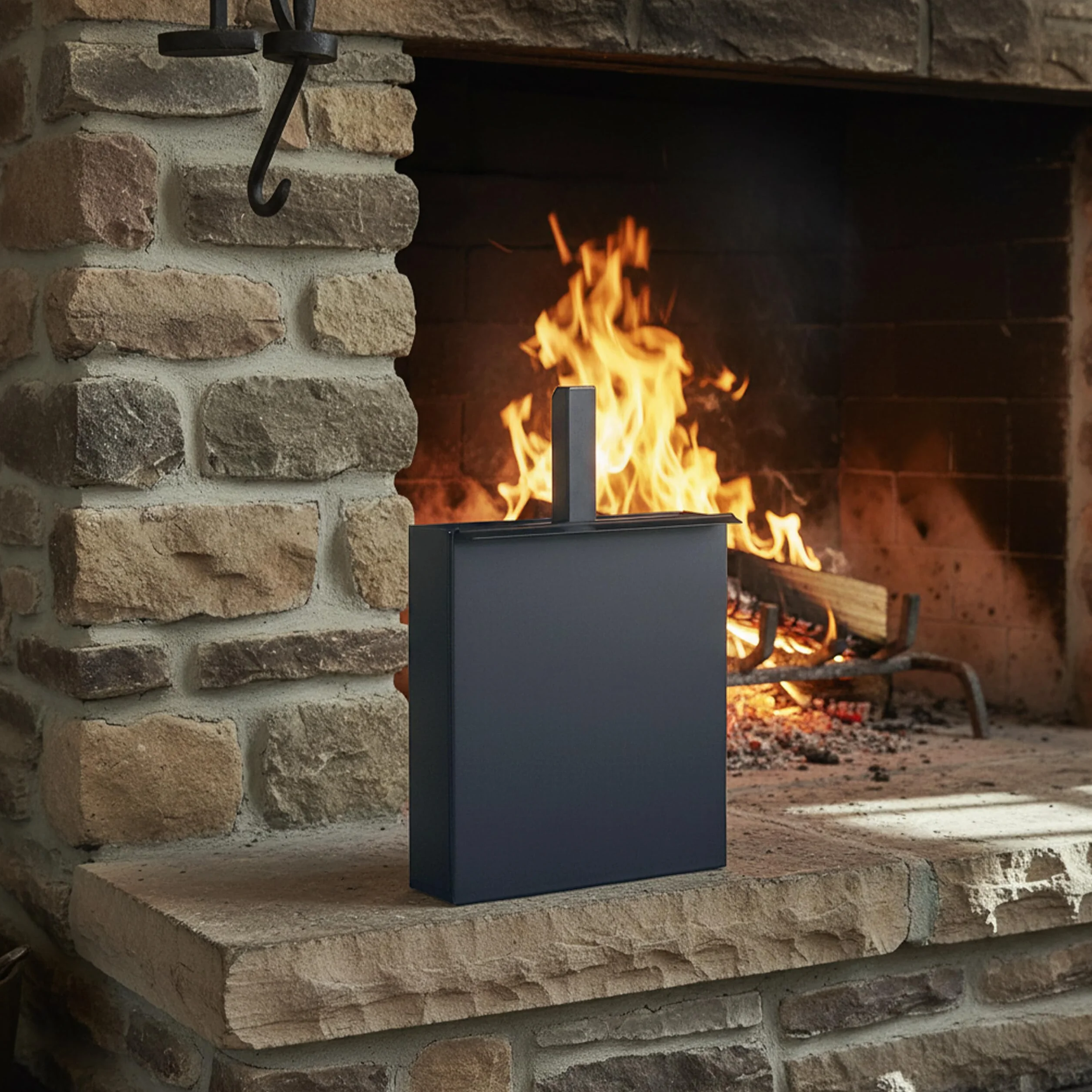 Relaxdays Vaschetta e Pala per la Cenere, Pulizia Camino, Stufa, Barbecue, Carbone, HLP 35,5x23x9 cm, Acciaio, Antracite