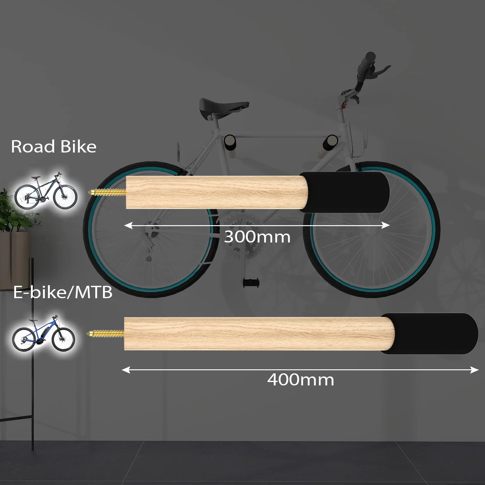 CLOPAE Porta Bici Da Muro, Appendi Bici Da Muro, Resistente Alla Ruggine E Può Sopportare 22 KG, Supporto Bici Da Muro Adatto Per Garage Interni (30CM)