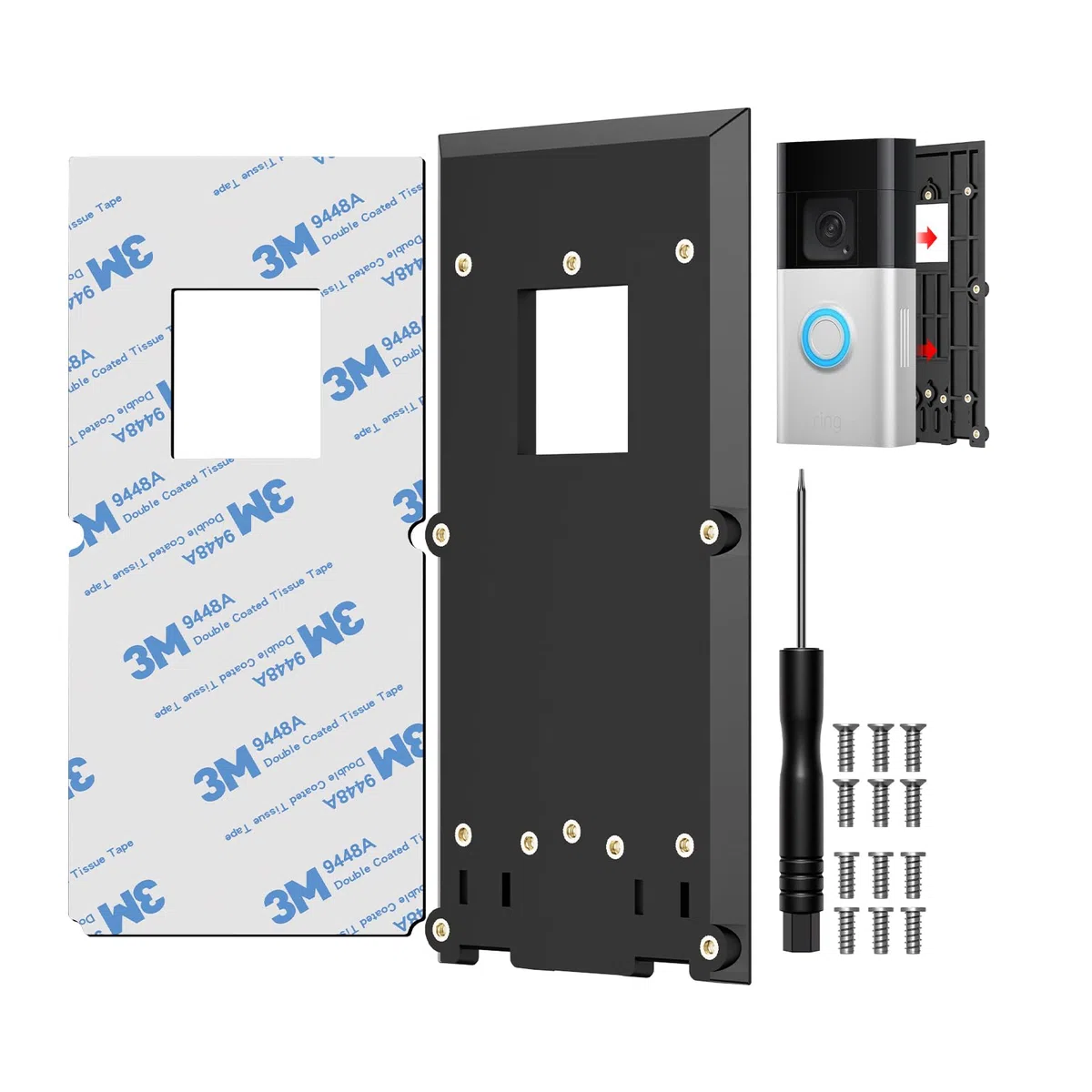 Staffa adesiva per campanello compatibile con videocitofono 1/2/3/3 Plus/4/(versione 2020) Supporto per campanello senza fili senza fori, resistente piastra di montaggio 3M, accessori per case e