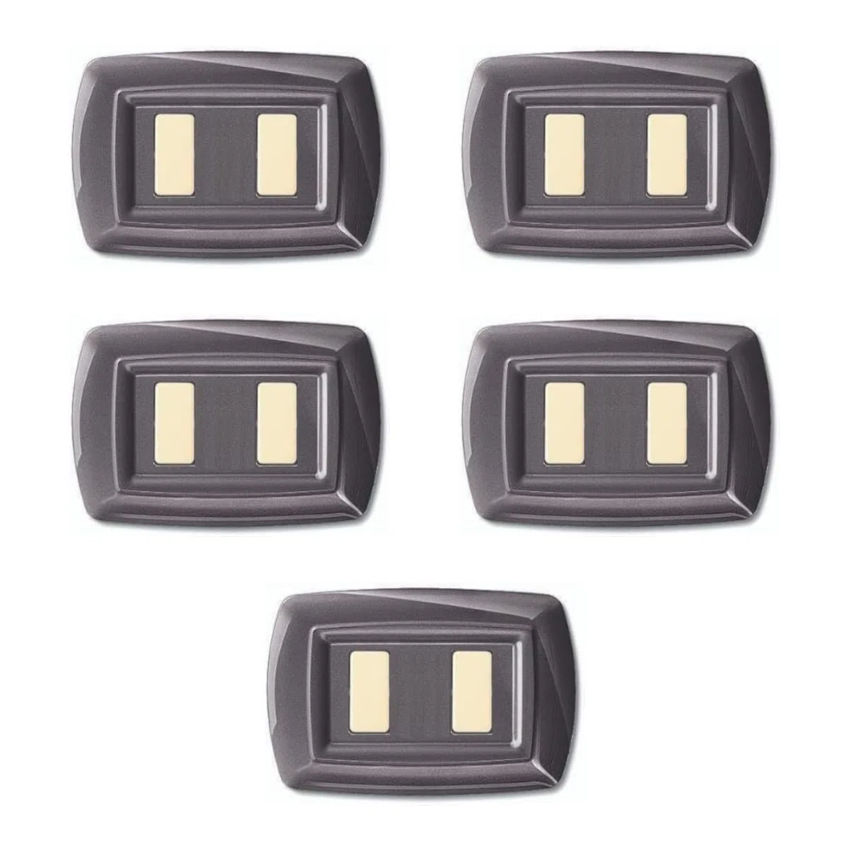 5 Placche, 2 moduli/posti distanziati, Compatibile Con BTicino Magic, alluminio notte, Placca arrotondata, Plastica di alta qualità, 100% compatibile con supporti e moduli originali