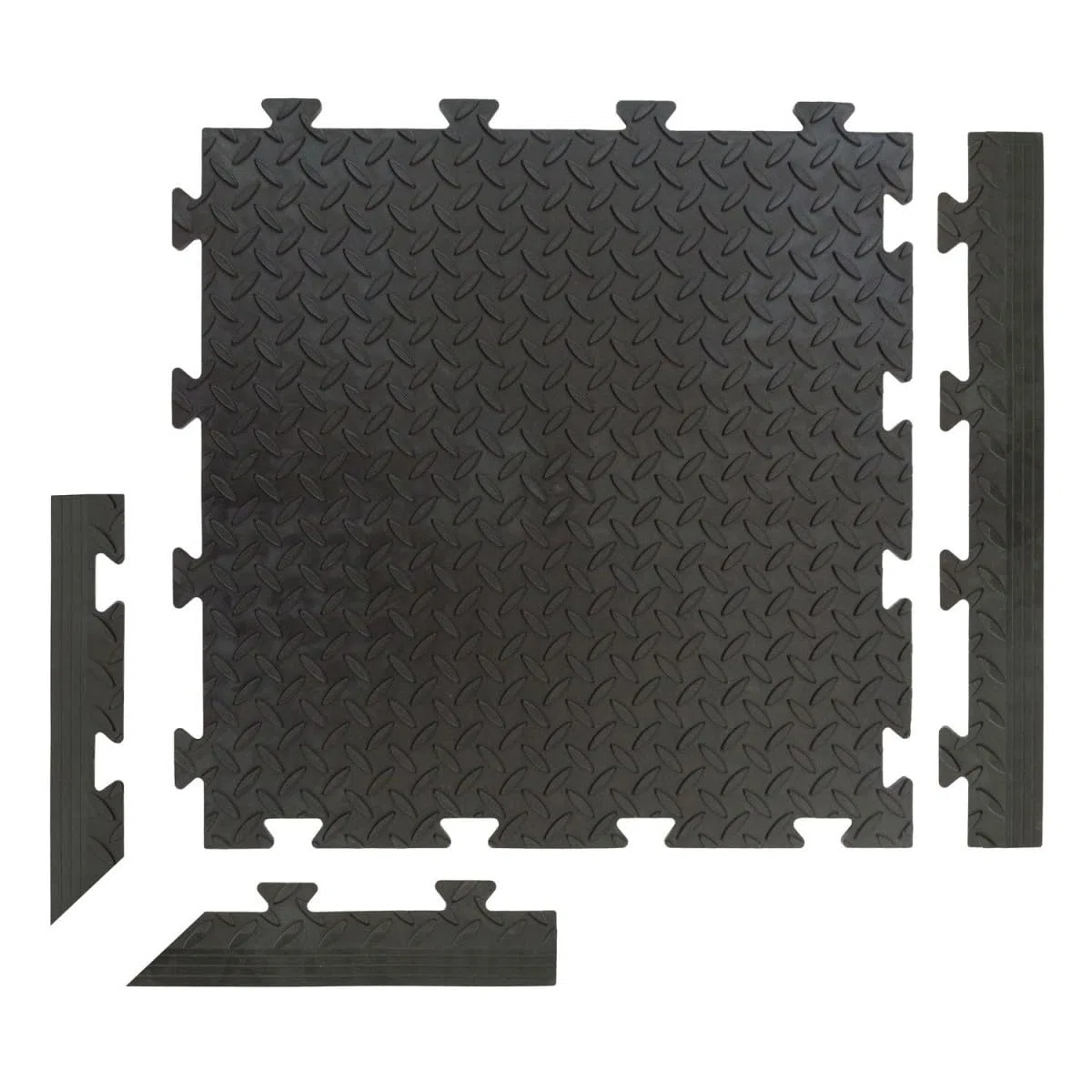 INTEC - Confezione di 5 cordoli maschi per piastrelle in PVC nero con clip per pavimento antiscivolo quadrato Garage Atelier PS50CRN/M