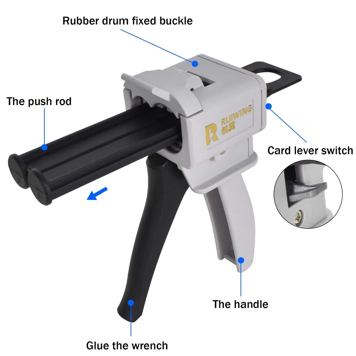 Pistola Erogatrice, Pistola per Colla Epossidica 50 ml, Pistola Erogatrice per Miscelazione Rapporto 1:1 AB, Pistole Applicatrici Manuali 1: 1 Cartucce da 50ml Erogatore Epossidice per Pistole