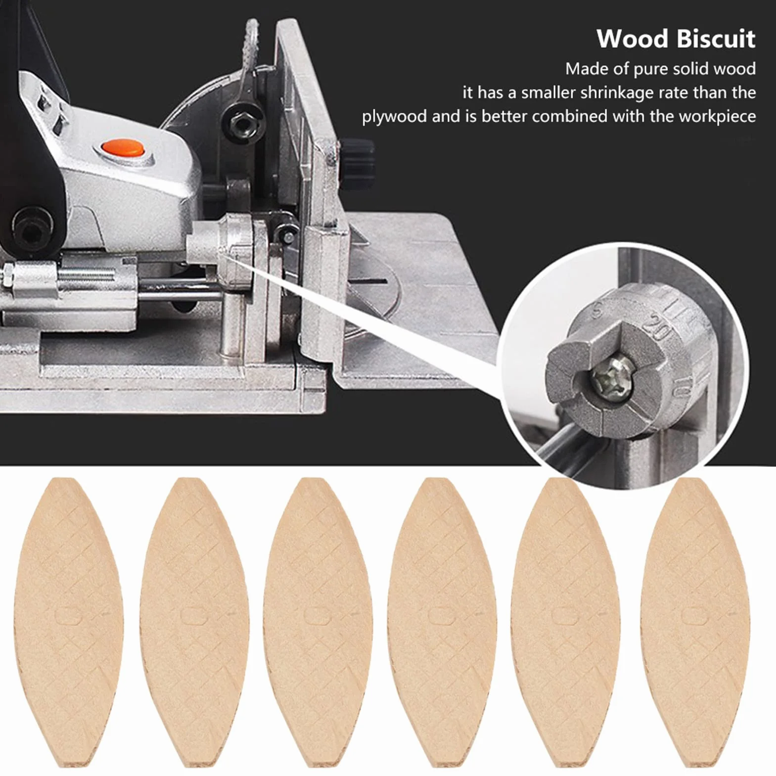 Biscotto Per Giunzione in Legno da 100 Pezzi, Biscotto Per Giunzione a Piastra, Strumento di Ancoraggio Per Tavola di Legno Per La Lavorazione del Legno(0#)