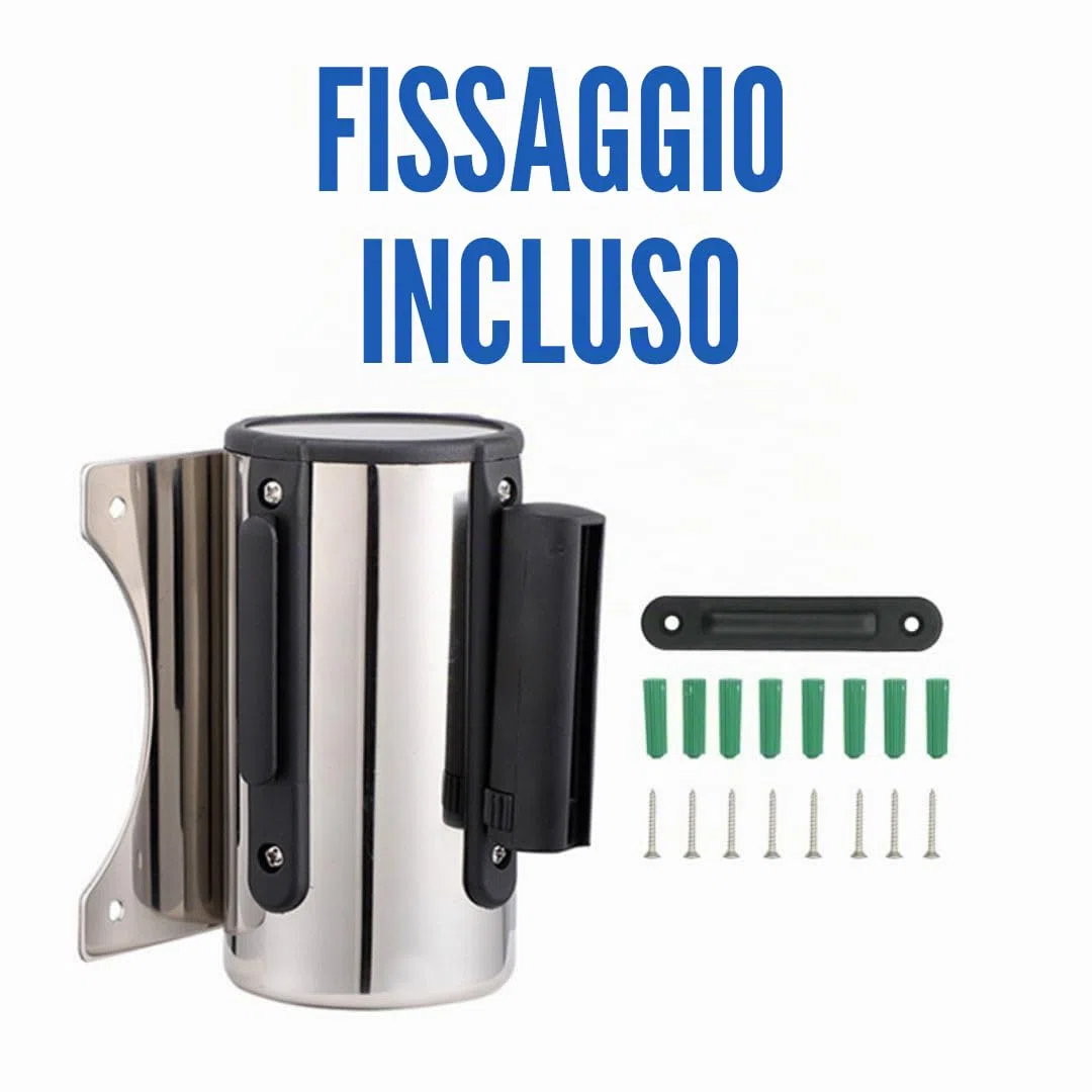 Nastro Estensibile da Parete (5 metri), Nastro Divisorio, Supporto per Nastro da Parete, Nastro Retrattile da Parete, Barriera Estensibile da Parete, Nastro di Sicurezza Estensibile da 5 metri