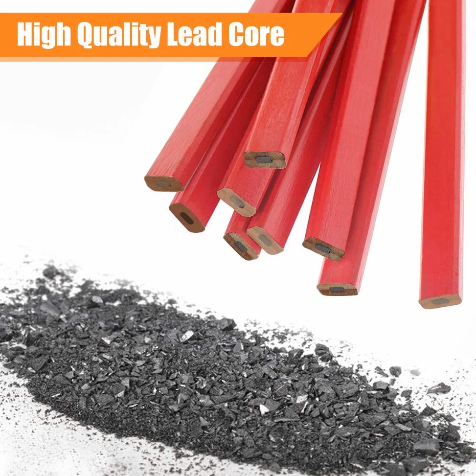 Cocoarm Matite carpentiere Set di 72 matite professionali medie carpentiere Matite durevoli carpentiere Brickies Brick Layers 175mm Matite per marcare il legno e altri materiali costruzione