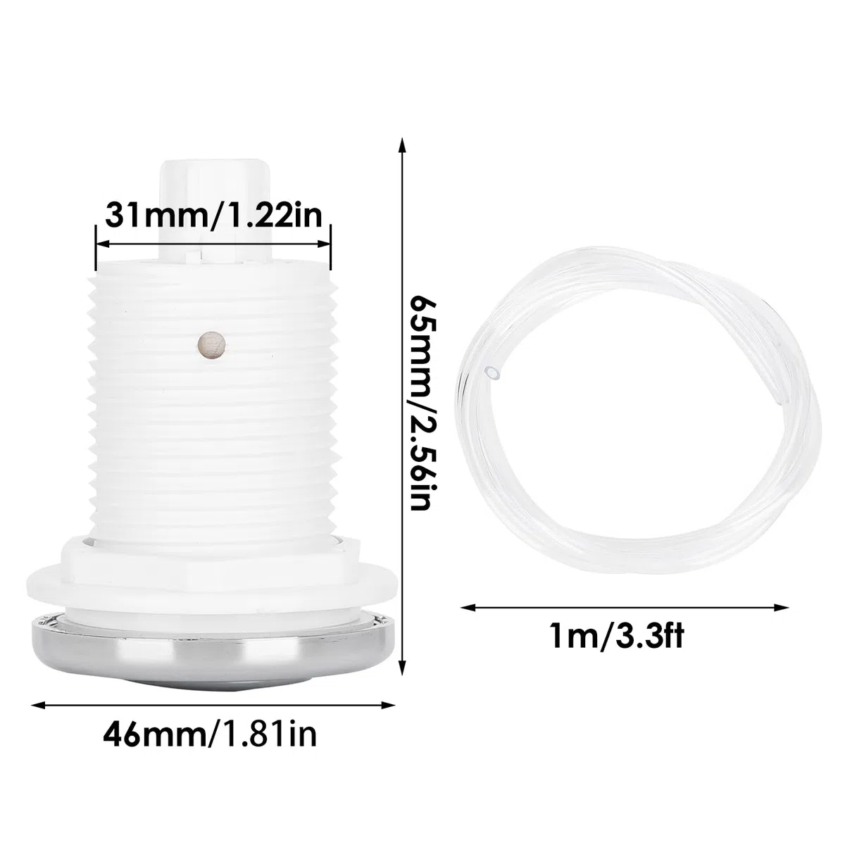 Tissting Interruttore di Pressione Aria, 250V Pulsante Tritarifiuti Interruttore Spazzatura Disposer Air Switch Kit Pulsanti Aria Tubi Interruttore a Pulsante per Bagno Vasca
