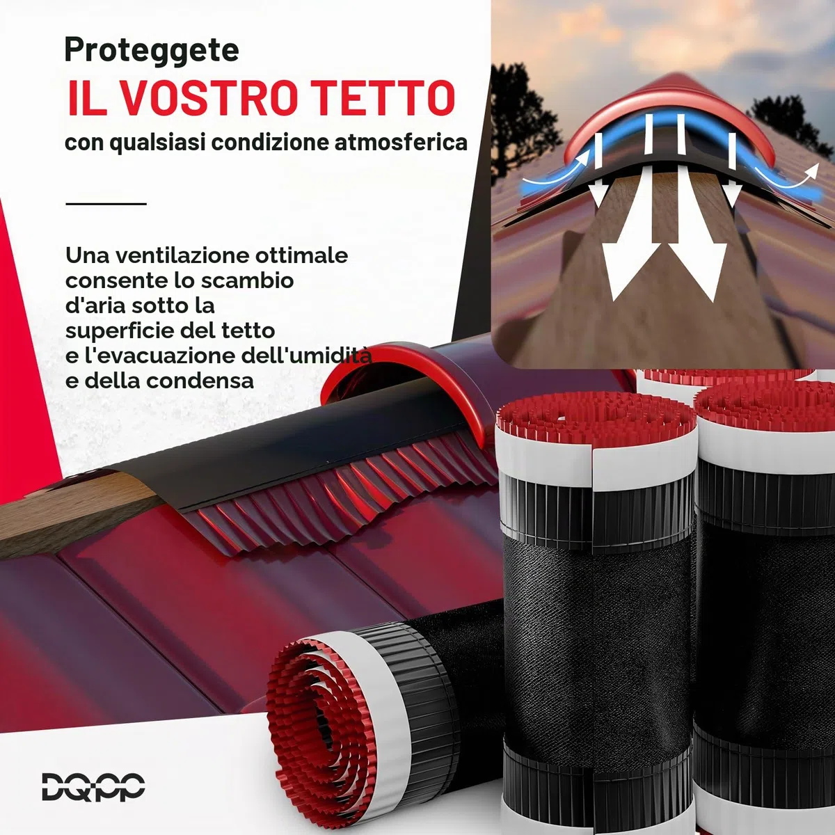 5m x 390mm Marrone rame sottocolmo ventilato RAL 8004