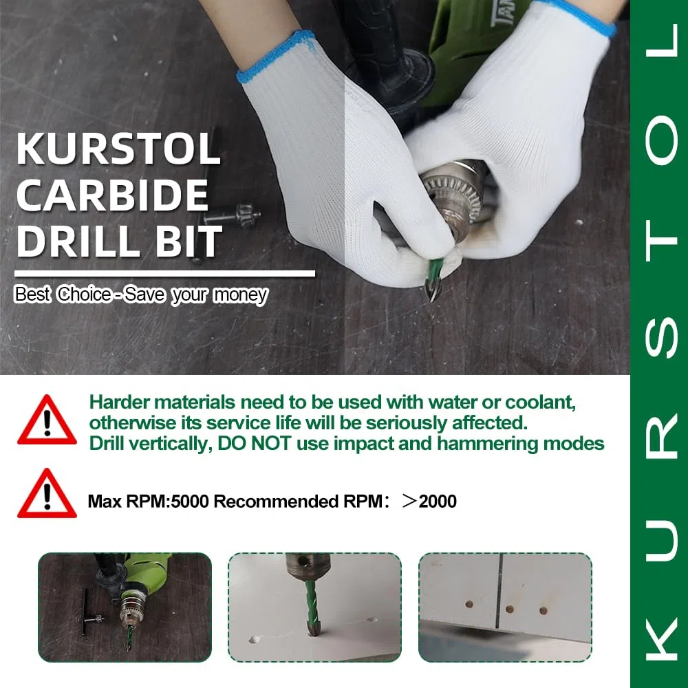 Set Punte Trapano a Secco - 10 pezzi 6mm*4/8mm*2/10mm*2/12mm*2 Punta in Carburo con Gambo a Cambio Rapido per Porcellanato Piastrelle Legno Plastica Cemento Muratura