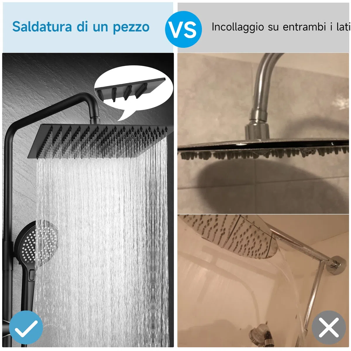 HAUSPROFI Soffione Doccia a Pioggia - Spruzzino Doccia in 304 Acciaio Inossidabile con Ugelli Autopulenti - Docce Fisse Anticalcare Alta Pressione - Doccia Soffione Girevole (20CM, Quadrato)