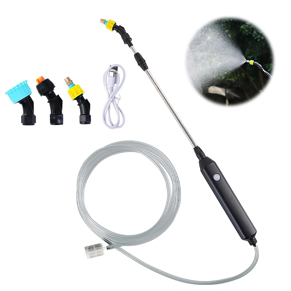 Spruzzatore Elettrico, Nebulizzatore Piante, Spruzzatore elettrico per piante, Irroratore A Batteria, con 3 Beccuccio Regolabile e 5M Tubo, Nebulizzatore A Batteria USB per Casa
