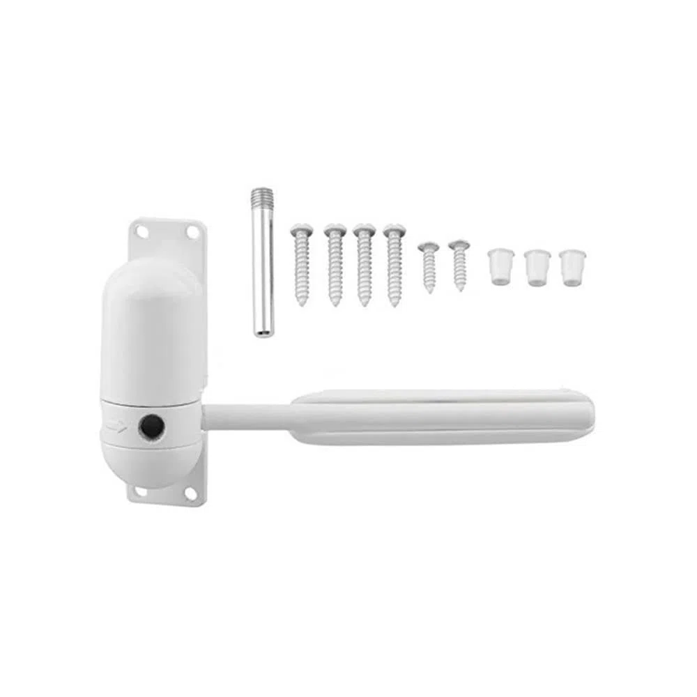Chiudiporta a molla, chiudiporta automatico a molla per porte interne, chiusura automatica della porta con asta di regolazione e viti per peso della porta 10-60kg (bianco)