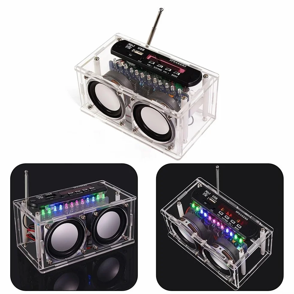 Kit radio FM, kit fai da te con altoparlante elettronico FM, kit di saldatura con indicatore LED, telecomando, per principianti, adulti, bambini