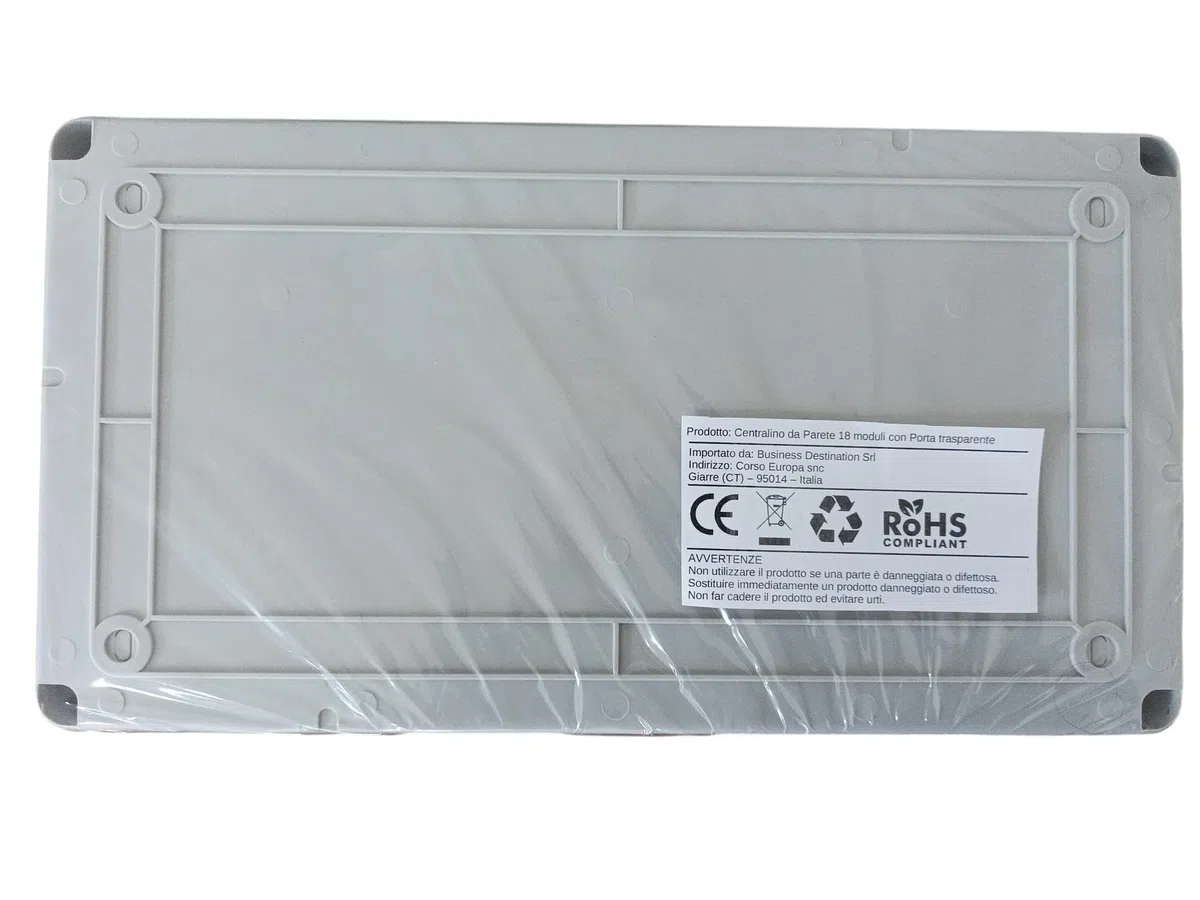 Centralino da Parete 18 moduli con porta trasparente - piccolo Centralino da Parete IP65 – 18 Moduli DIN con Porta Trasparente Fumé – Quadro Elettrico per Impianti Civili e Industriali