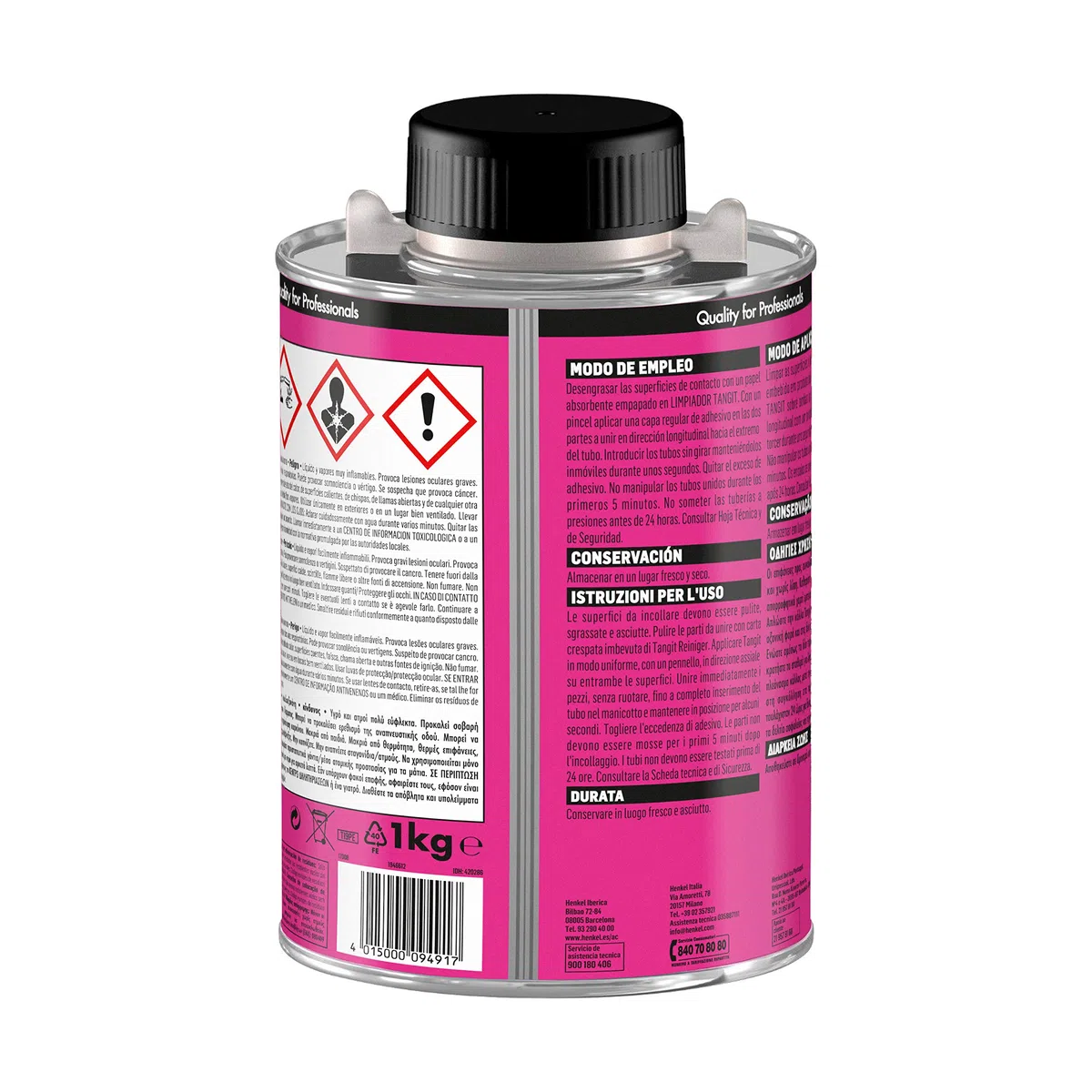 Tangit PVC-U Adesivo speciale con pennello, Tangit PVC colla per assemblare tubi, Colla speciale per incollare tubature idrauliche e giunzioni, 1x500g latta con pennello