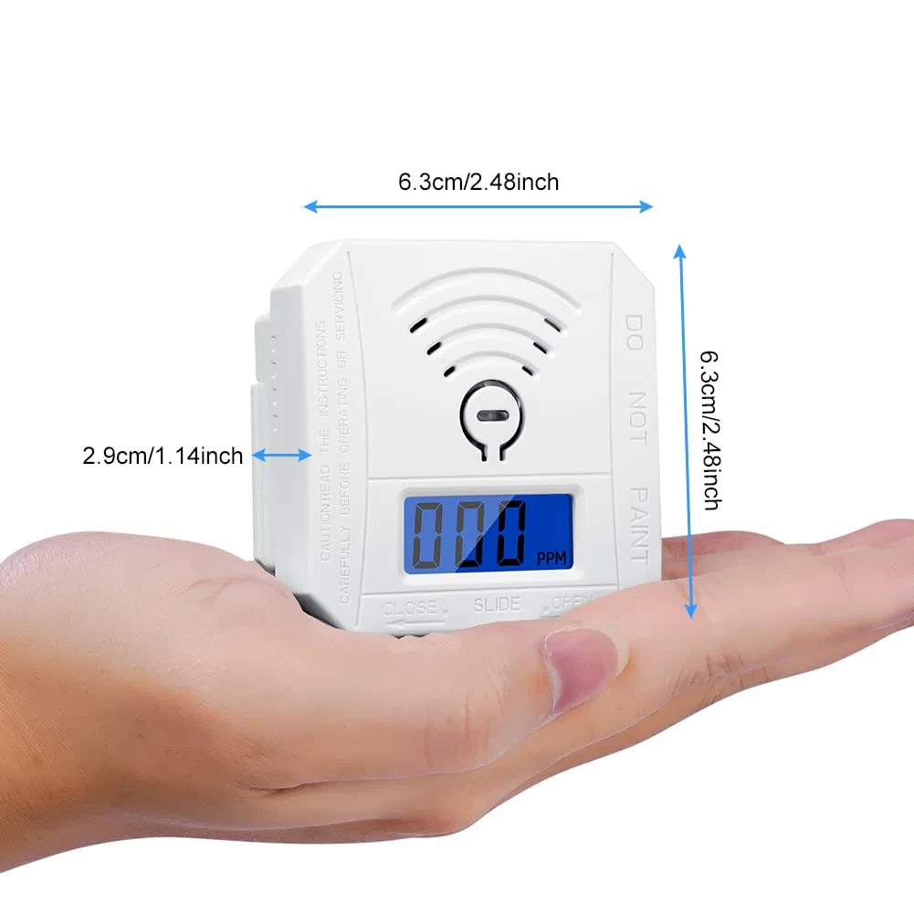 Flintronic 1PC Rilevatori di Monossido di Carbonio con Display Digitale, Sensore CO Certificato BSI secondo EN 50291, Allarme Rilevatore di CO alta Sensibilità, Bianco(Batterie non incluse)