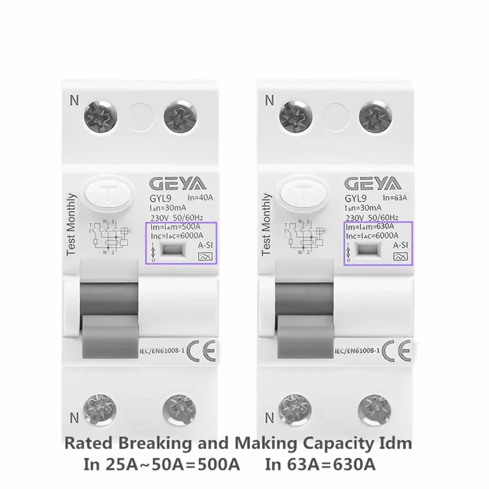 GEYA Interruttore Magnetotermico Super Immunizzato RCD RCCB ELCB A-SI Tipo Super Immunizzato (2P 40A 30mA)