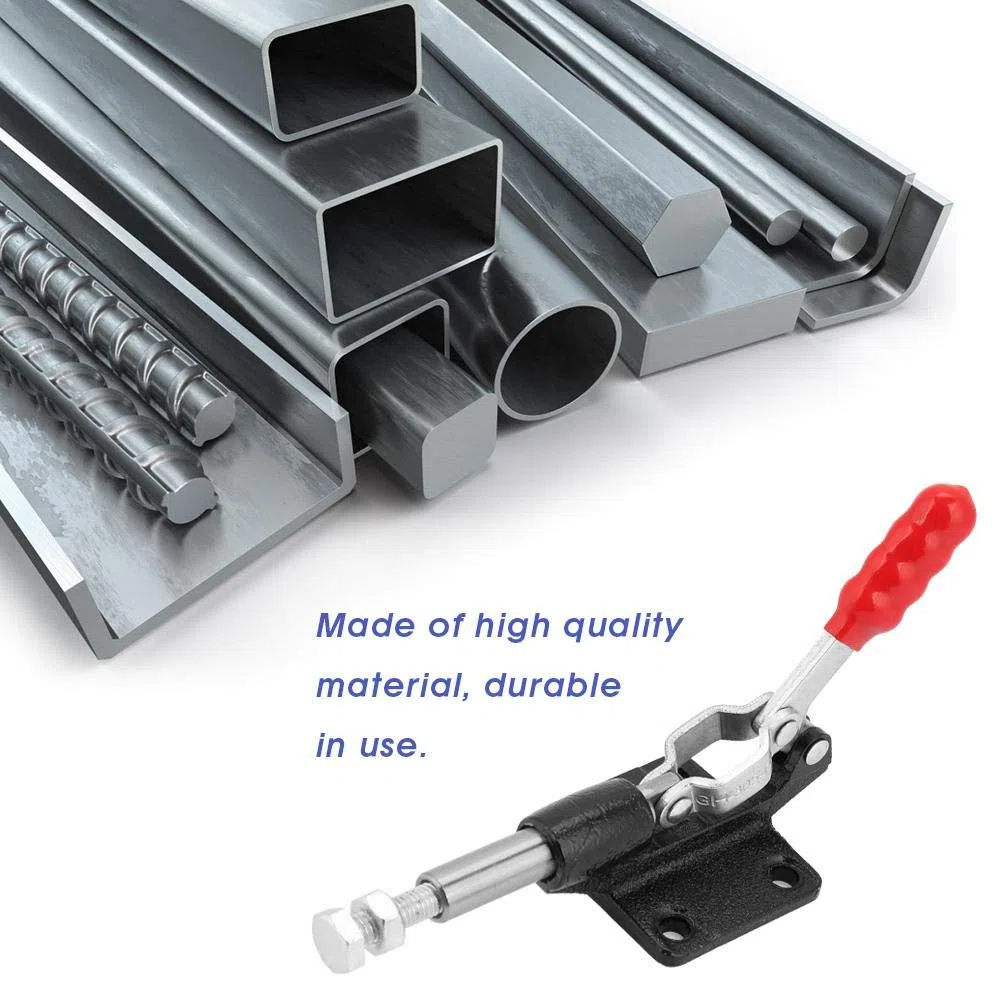 Akozon Morsetti a Ginocchiera Toggle Clamp Ferro zincato Quick Fix Toggle Clamp Holding Fermo Spingere Action Tool mano 370KG(GH-305-CM)