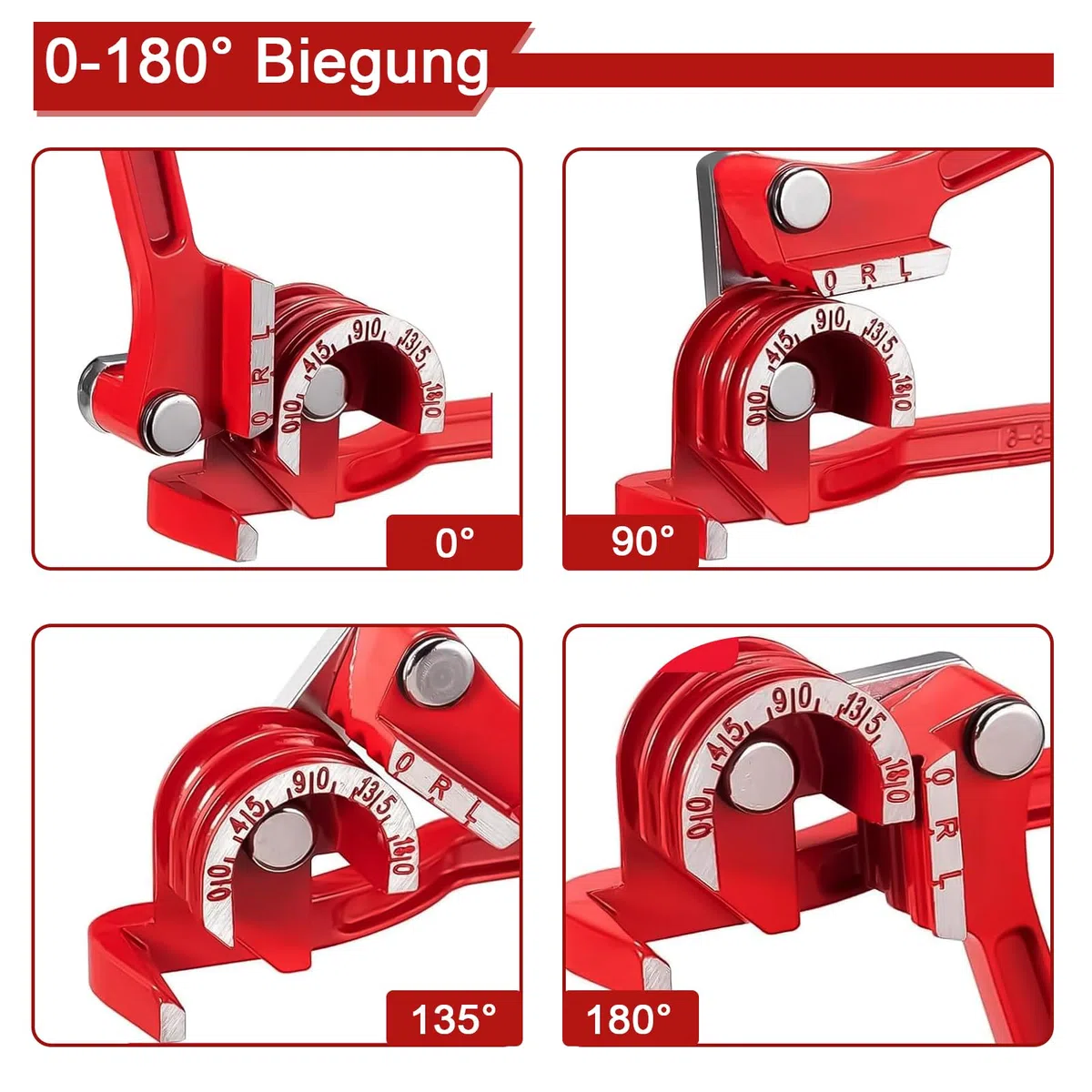 Curvatubi 3 in 1, 6 – 8 – 10 mm, 0 – 180 gradi, con tagliatubi e set di utensili per sbavatura (A)