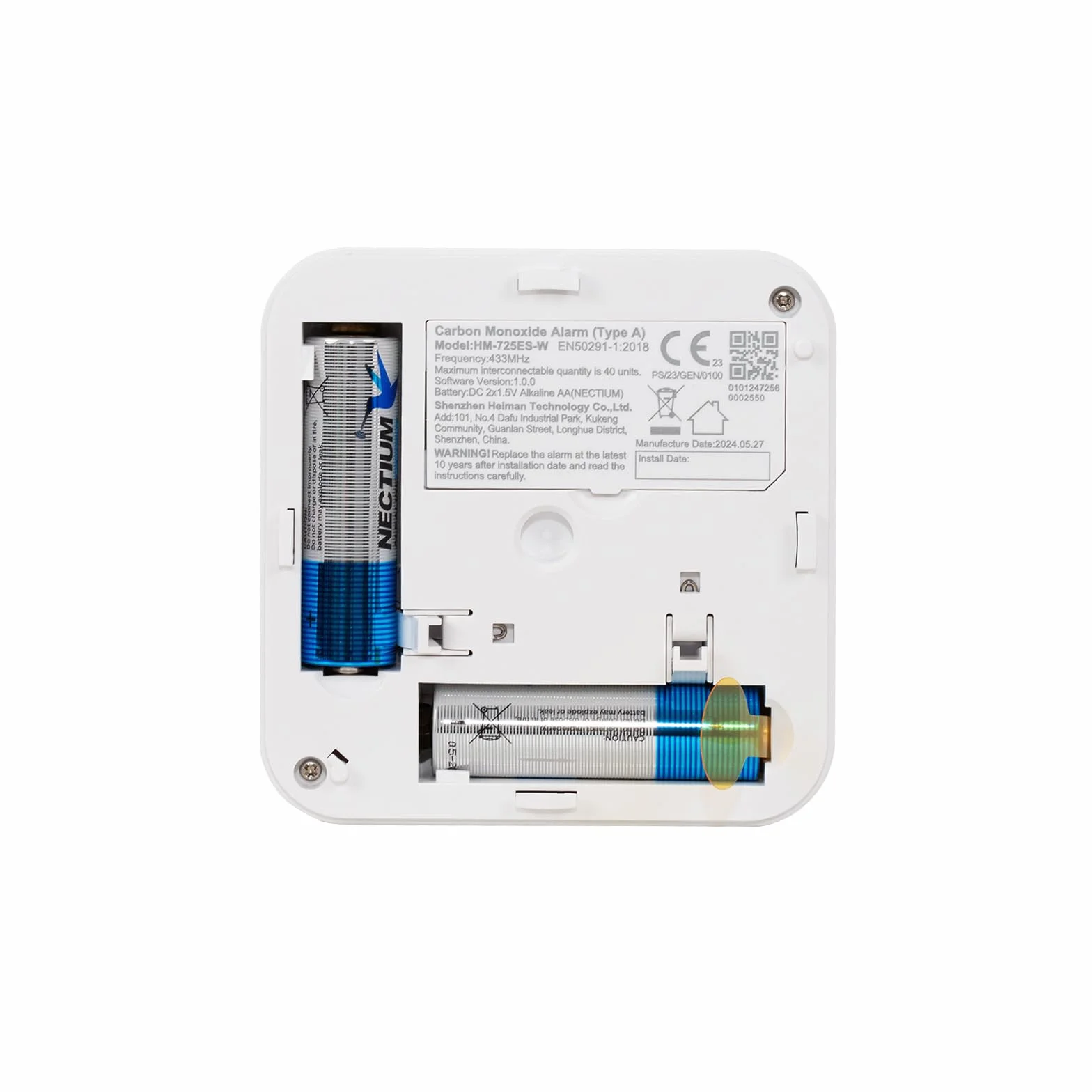 Heiman Rilevatore di Monossido di Carbonio (CO) Interconnesso, Sensore Elettrochimico 10 Anni, Allarme 85 dB, Batterie AA Sostituibili, Certificato EN 50291, Portatile per Casa (1 PCS)