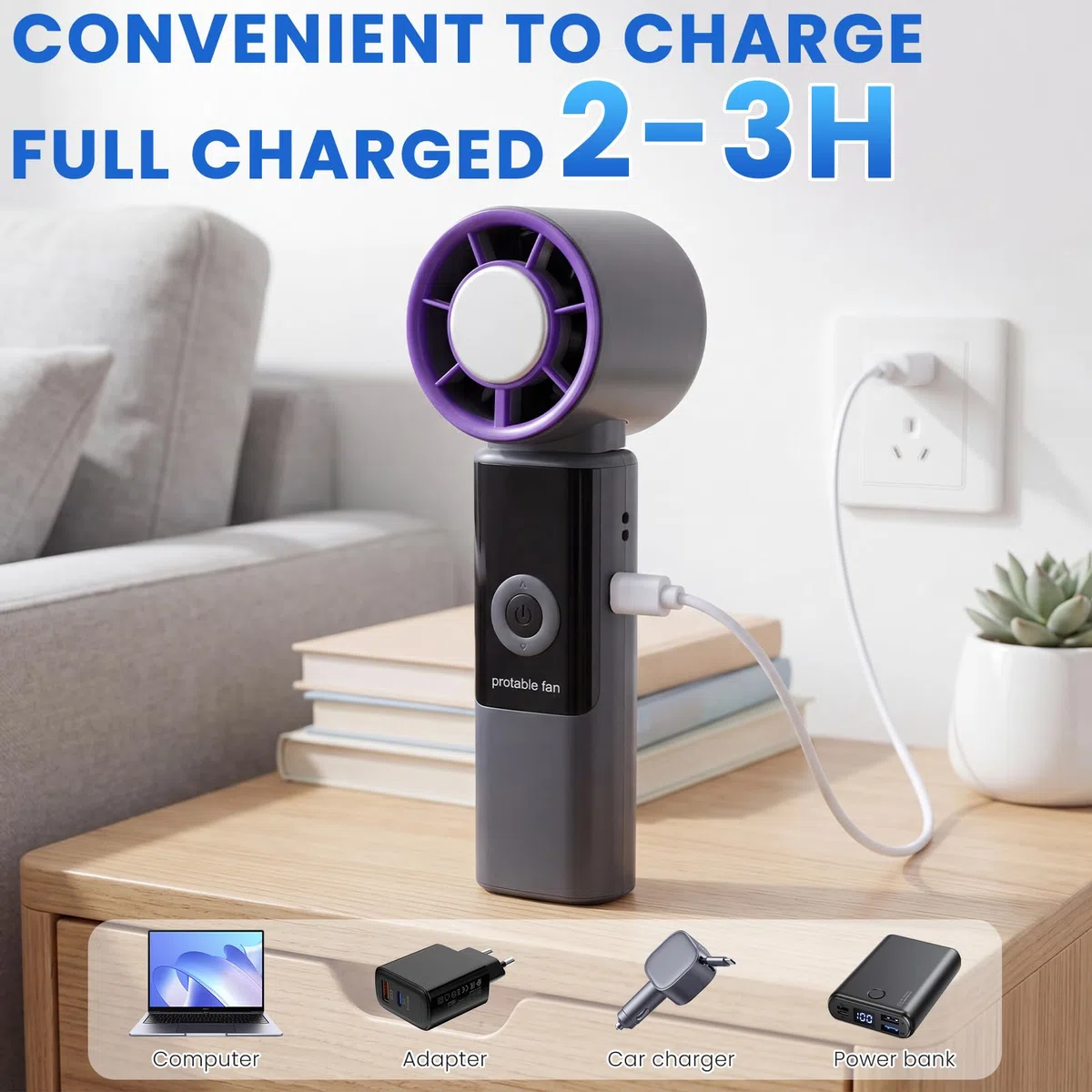 Mini Ventilatore Portatile Turbo 5 Velocità Ventilatore a Mano Raffreddamento Batteria 4000mAh Ventilatore Ricaricabile Pieghevole per Ufficio Viaggi Esterni Interni Aperto Campeggio