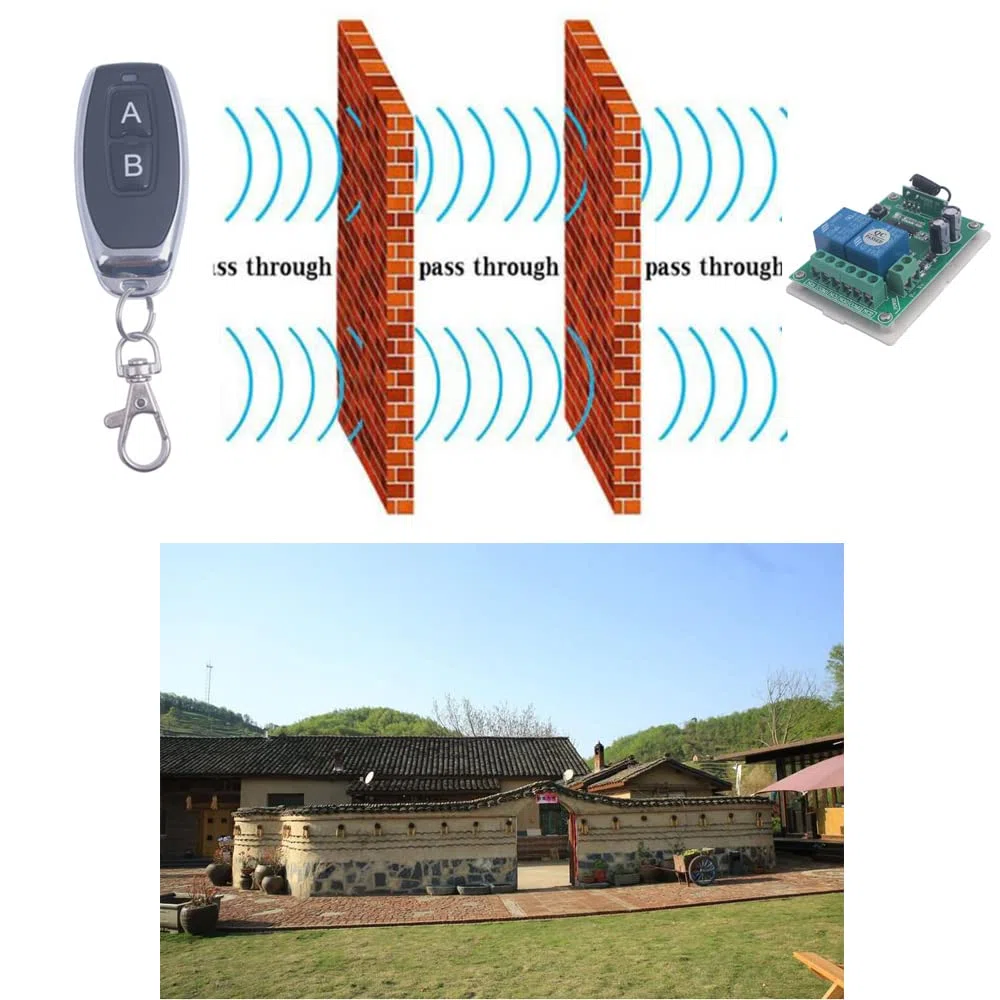 Interruttore wireless 433 MHz Interruttore di controllo remoto wireless DC 12 V 2 CH, modulo interruttore ricevitore relè a 2 canali DC12 V, relè a leva (12 V-2 telecomando)