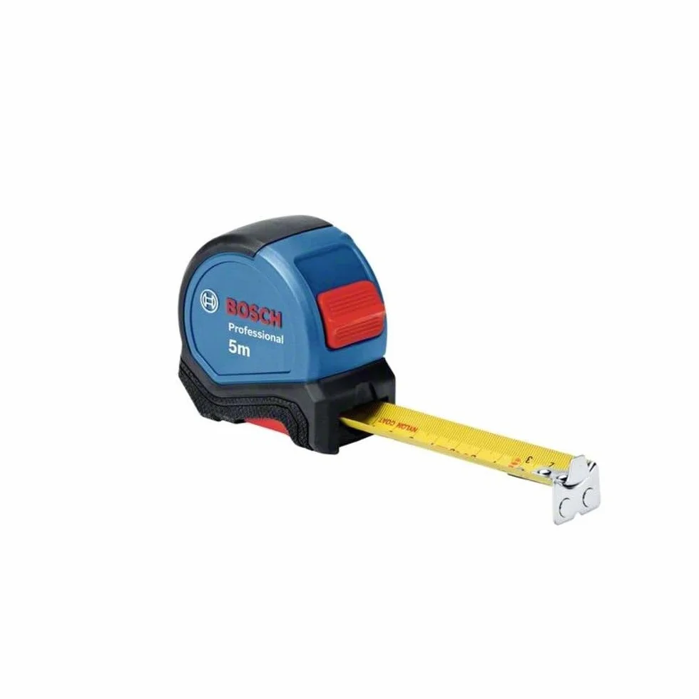 Bosch Professional Metro a Nastro 5 M (Comando a Una Mano, Clip per Cintura, Gancio Magnetico, 2 Pulsanti Stop, Nastro da 27Mm in Acciaio Rivestito in Nylon) - Amazon Exclusive