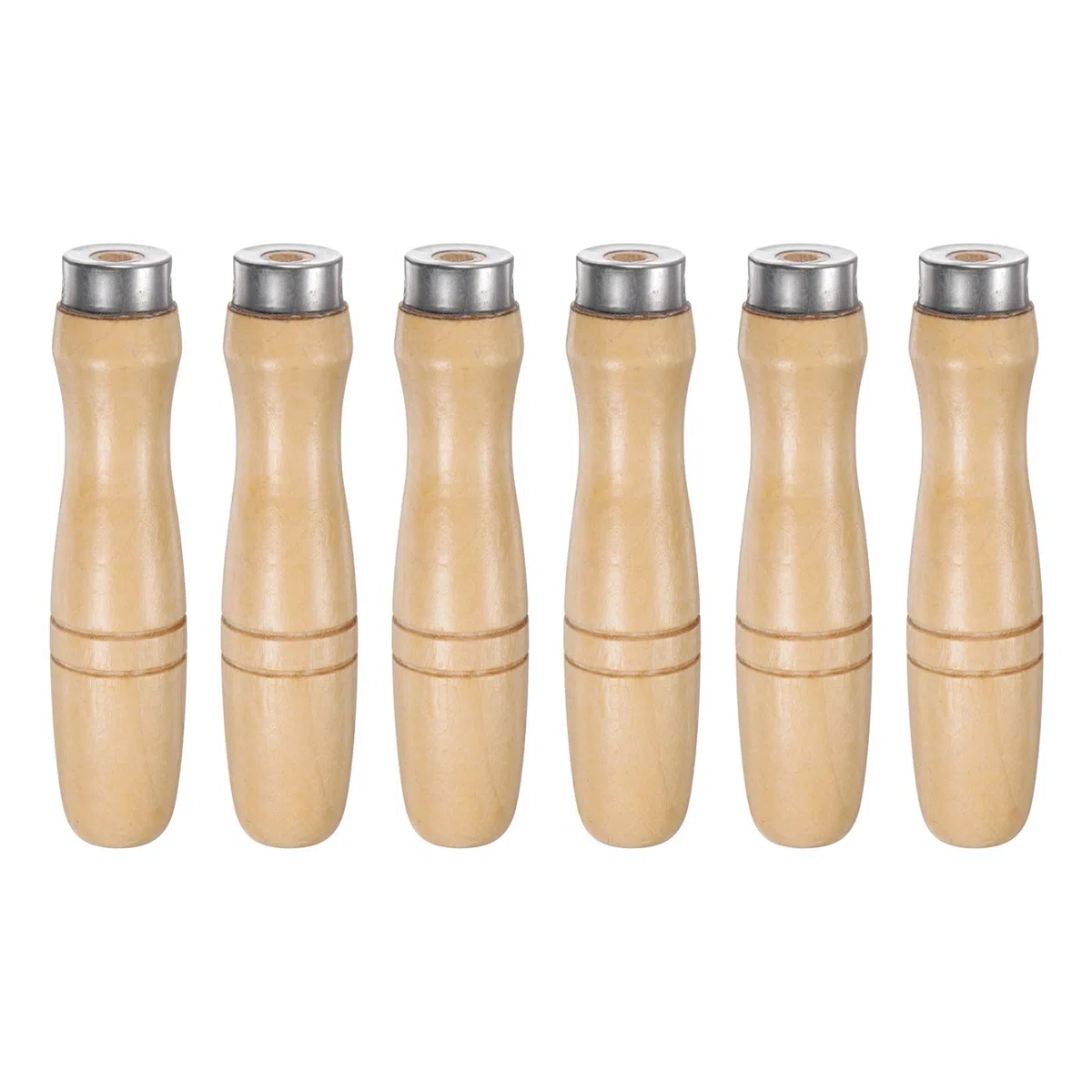 QUARKZMAN Manico per Lime Legno da 6pz, Manici Ergonomici Foro Rotondo da 4,72" e 8,5 Mm, Collare Metallo per Lime Metalliche da 12"