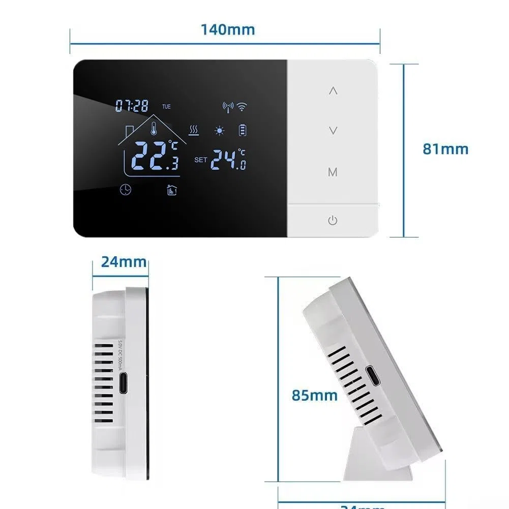 Termostato intelligente WiFi per riscaldamento e raffreddamento Tuya Alimentato a batteria Programmabile per Alexa Compatibile Controllo vocale App remota Pianificazione 7 giorni Rete 2.4G a doppia