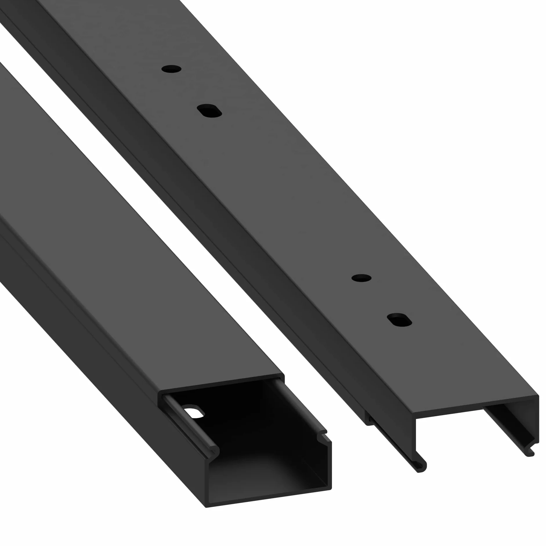 Habengut | canalina per cavi (con fori di montaggio nel pavimento) 15x30 mm, in PVC, lunghezza 4 m (4 x 1 m), nero
