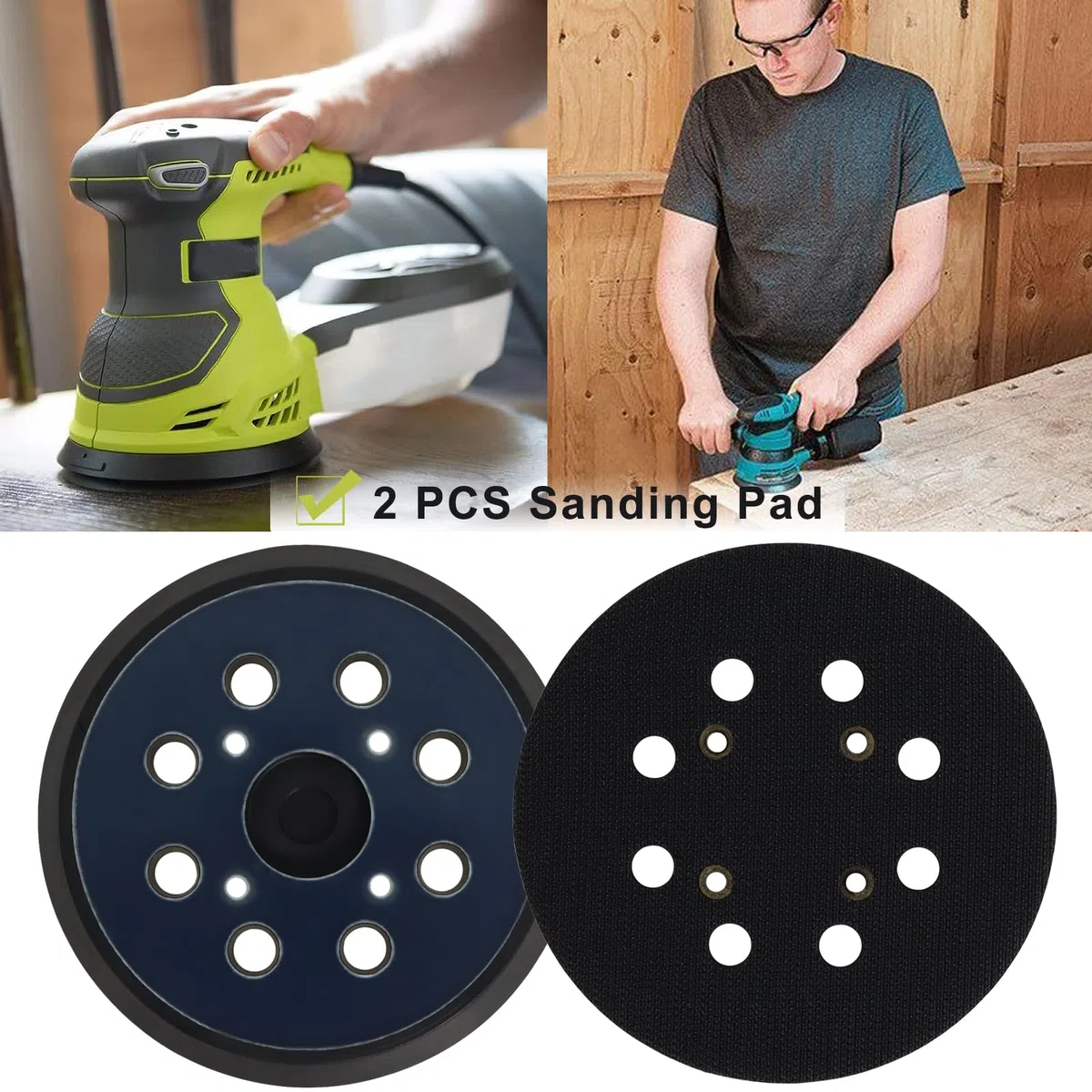 2 Pezzi Platorello Abrasivo 125 mm con Hook e Loop 8 Fori Compatibile con Milwaukee 51-36-7090 51-36-7100 6021-21 Ridgid R2600 Levigatrice Eccentrica, Tampone per Levigatrice di Ricambio da Gekufa