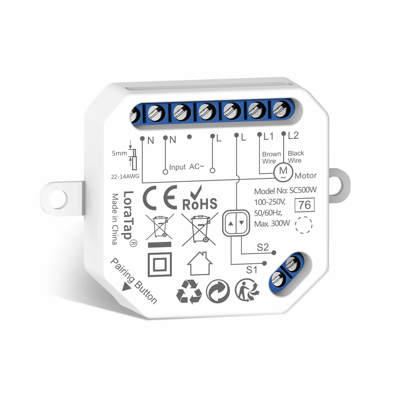 LoraTap Modulo Tapparelle Smart : Aggiorna Tapparelle Tende Avvolgibili Esistenti – App Timer – Controllo Vocale Alexa Google Assistant – WiFi 2,4GHz – Motore AC 4 Fili 300W