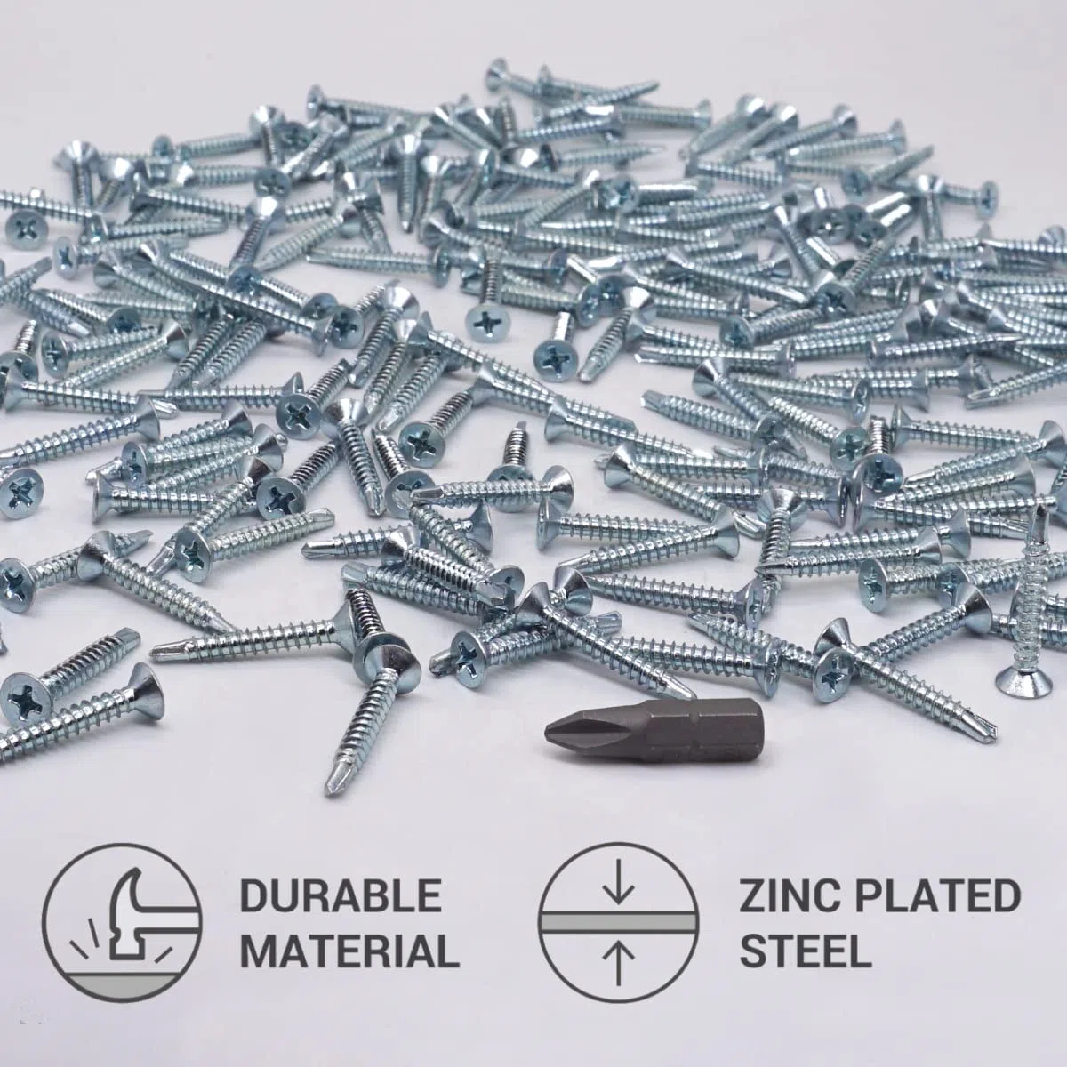 SKIR'CO (500 pezzi) DIN 7504 P acciaio zincato 3,5 x 25 mm viti autoperforanti per metallo, vite in lamiera, testa svasata