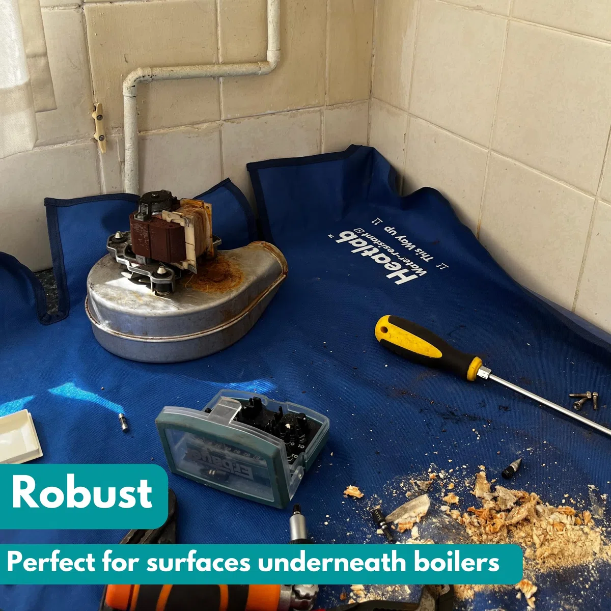 THE ULTIMATE DUST SHEET | Plumbers Dust Sheet | Plumbers Work Mat Made From Water Proof 600d Material. Perfect For Boiler Servicing, Working On Radiators & Plumbing Jobs A Must In Your Plumbing Tools.