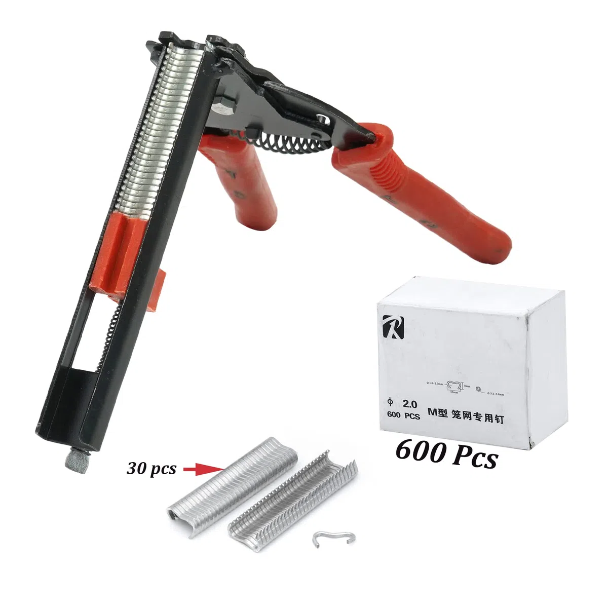 Hog Set di Pinze per Anelli per Animali Domestici con 1200 Pinze per Recinzioni Anelli Clip per Recinzioni Materassi Auto Cuscini per Divani Recinzioni Animali Domestici Gabbie (rosso)