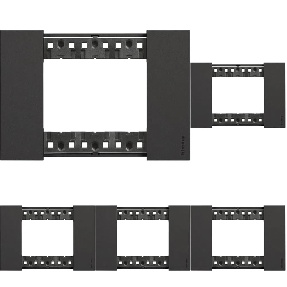 Bticino KA4803KG Living Now - Placca 3 Moduli, Nera, 135 x 50 x 10 cm (Confezione da 5)