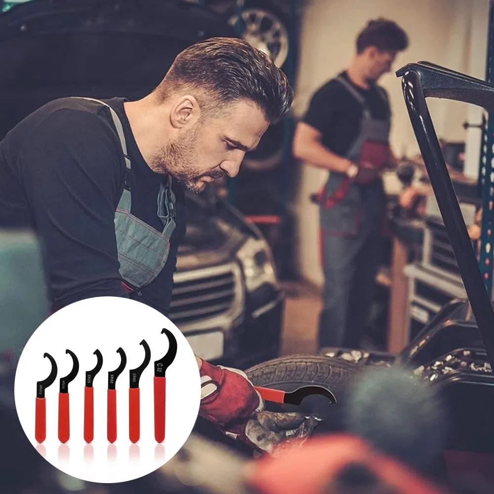 Set di 6 Chiave a Gancio C Chiave a Settore Regolabile Chiaves Ammortizzatore Moto per Sistema di Sospensione Realizzato in Acciaio ad Alto Tenore di Carbonio